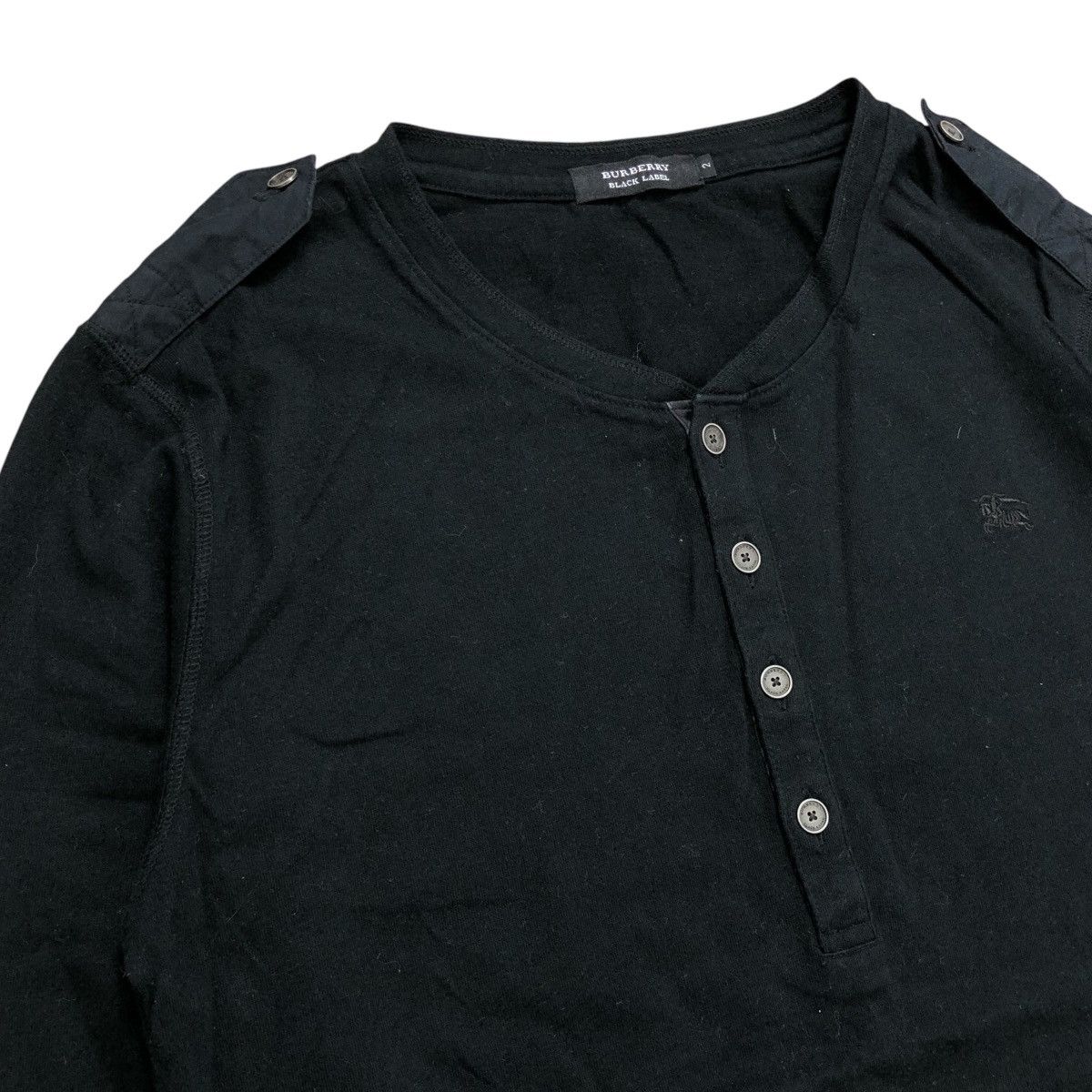 Black Label × Burberry × Designer Vintage Burberry Black Label Half Button Long Sleeve Size US M / EU 48-50 / 2 - 4 Thumbnail