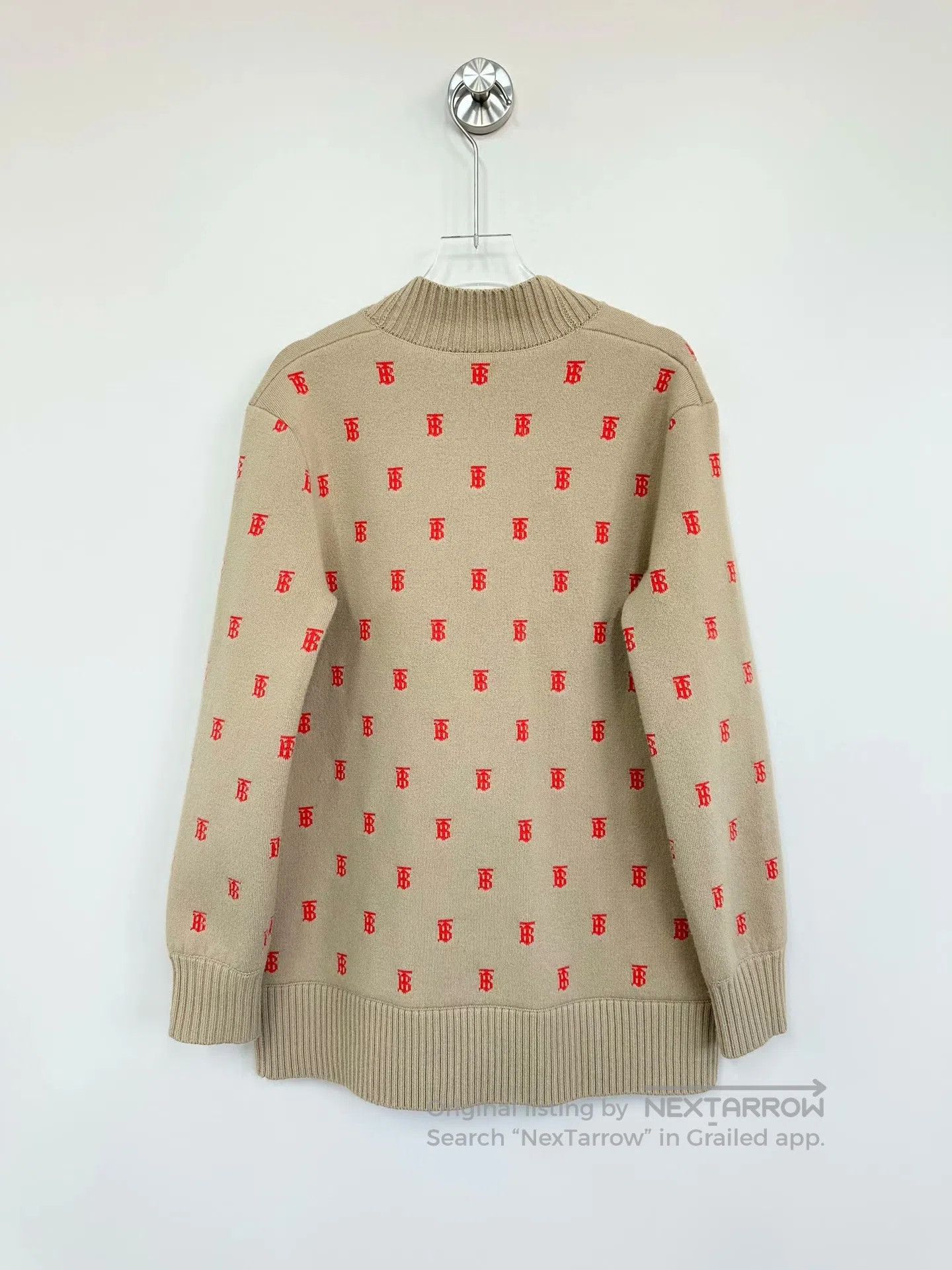 Burberry Burberry Khaki All-over Logo Knit Cardigan Jacket| Size XS / US 0-2 / IT 36-38 - 2 Thumbnail