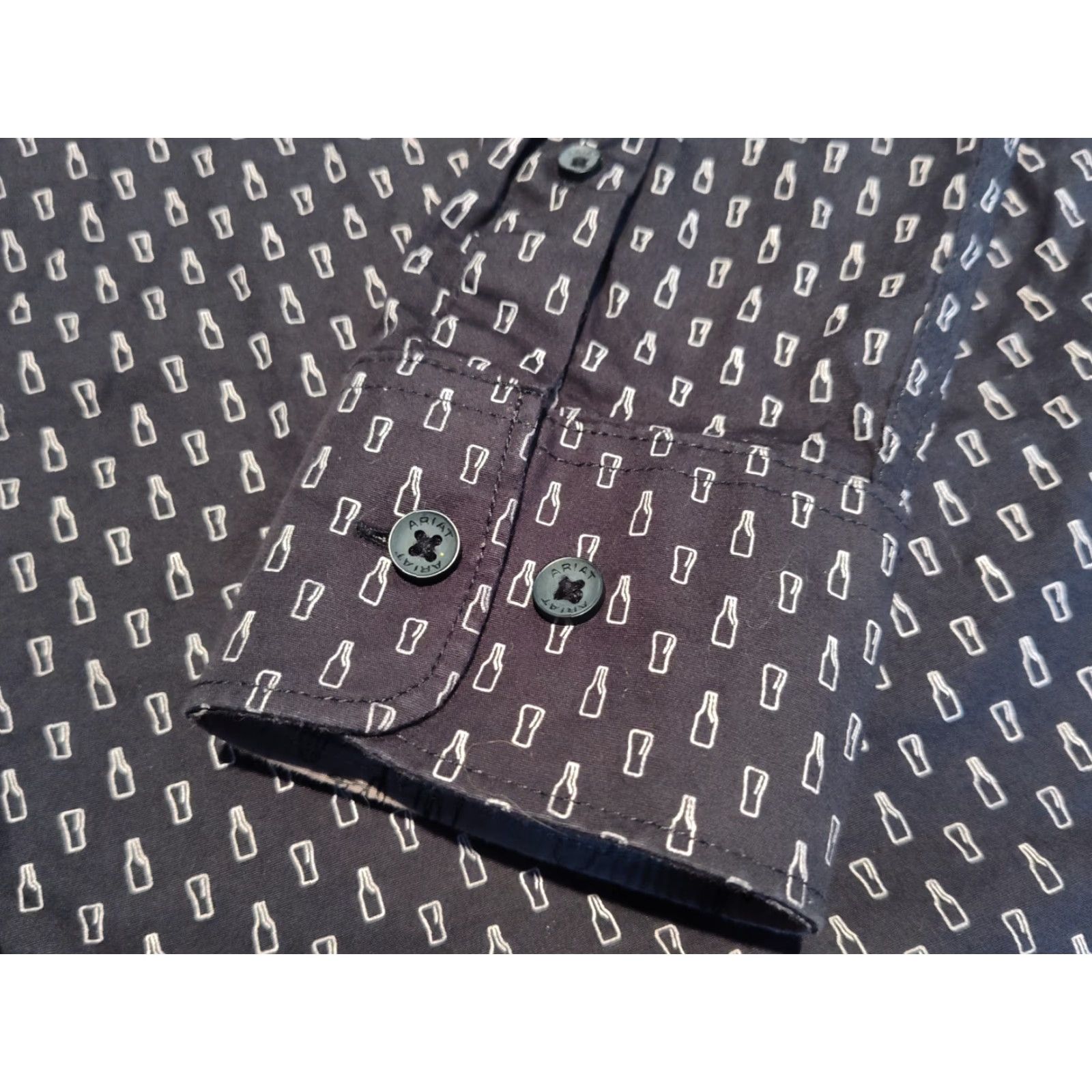 Ariat Ariat Men's Long Sleeve Shirt Casual / Party / Formal Beer Drinks All Over Print M Black Size US M / EU 48-50 / 2 - 5 Thumbnail