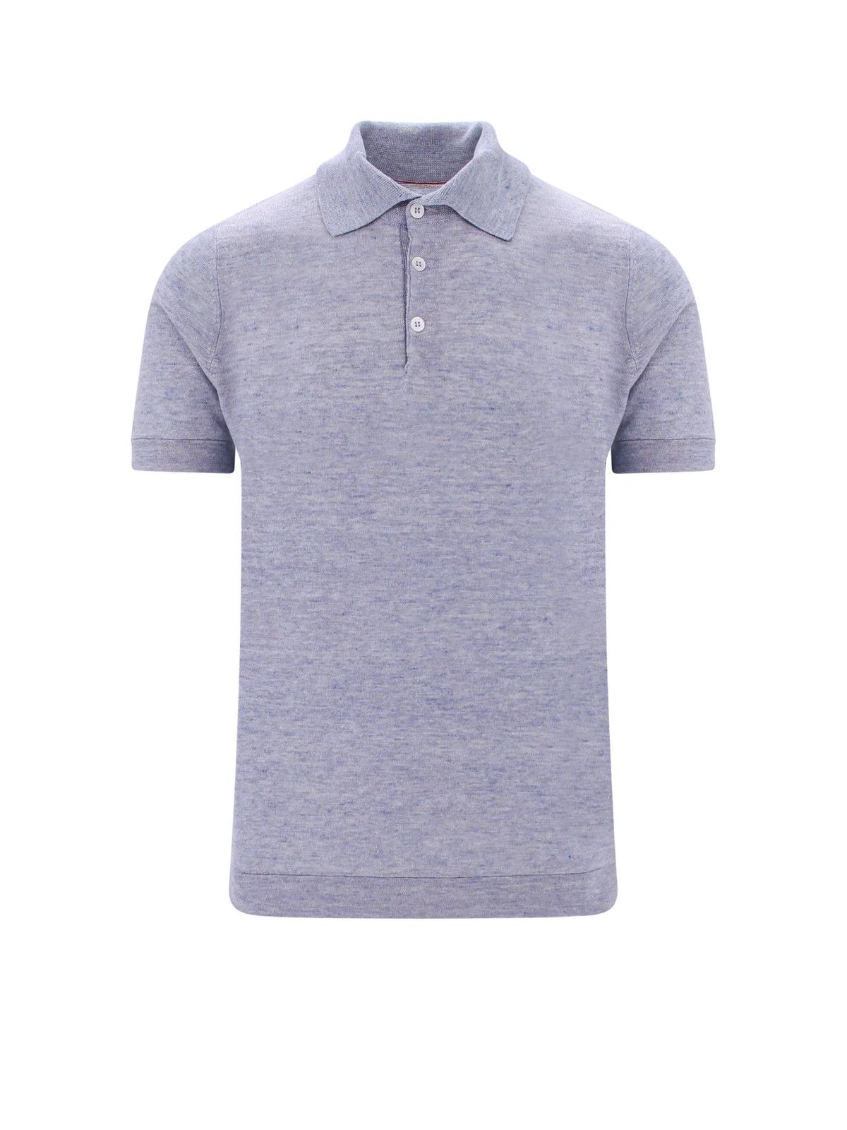 Brunello Cucinelli o1w1db10725 Ribbed Knit Polo Shirt in Light Blue Size US M / EU 48-50 / 2 - 1 Thumbnail
