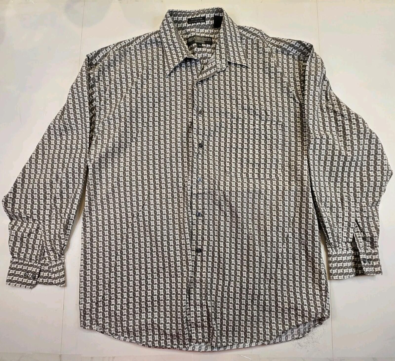 Other Vintage Brian Brothers Mens Size L Brown White Cotton Shirt Size US M / EU 48-50 / 2 - 1 Thumbnail