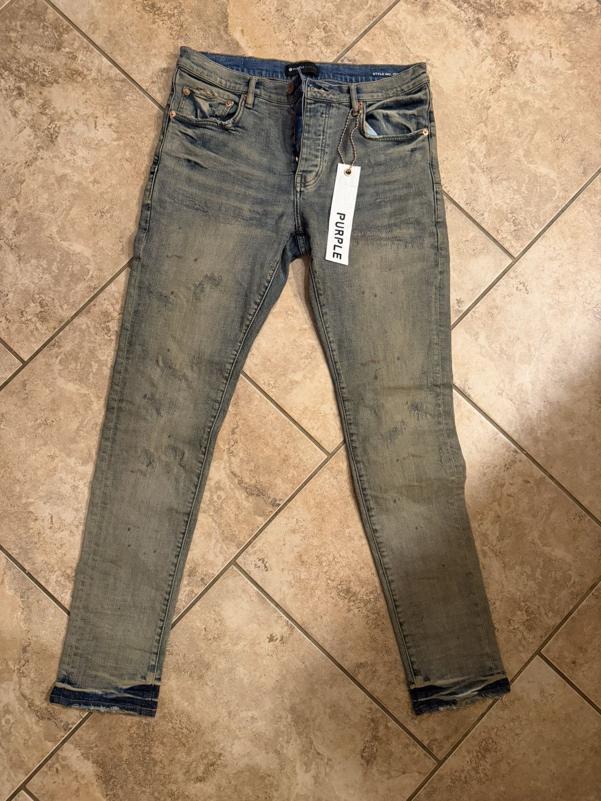 Purple Brand Jeans 32 Indigo Oil Distressed Style P001 Denim