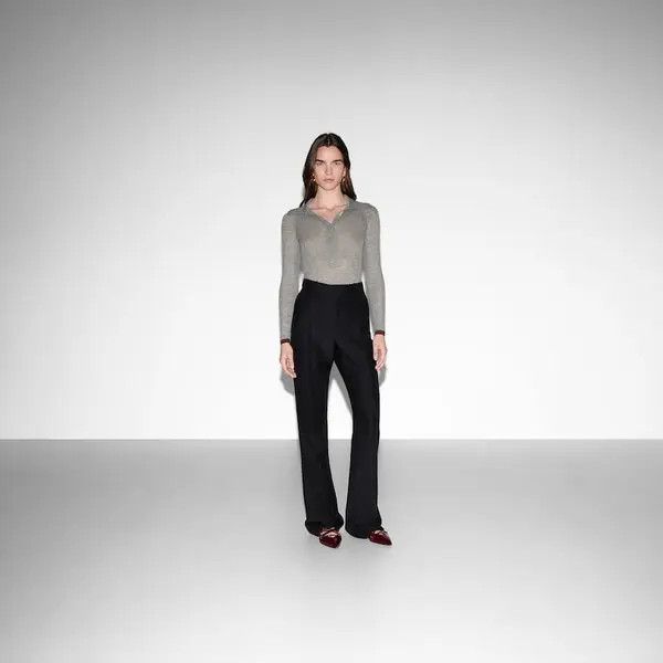 Gucci o1la5ras0526 Wool Silk Pants in Black Size 34" / US 12 / IT 48 - 2 Thumbnail