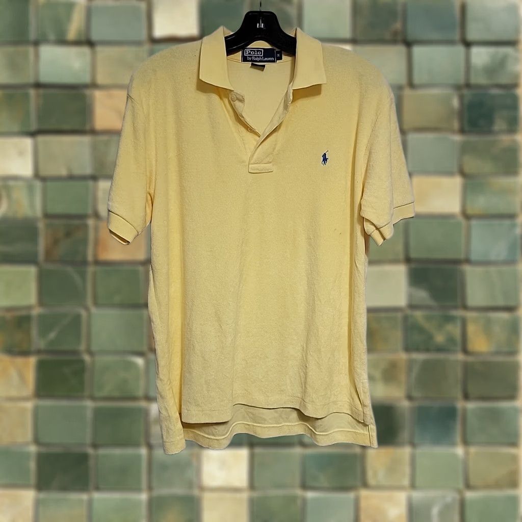 Ralph Lauren VINTAGE Polo by Ralph Lauren Mens M Polo Shirt Yellow Velour Size US M / EU 48-50 / 2 - 1 Thumbnail