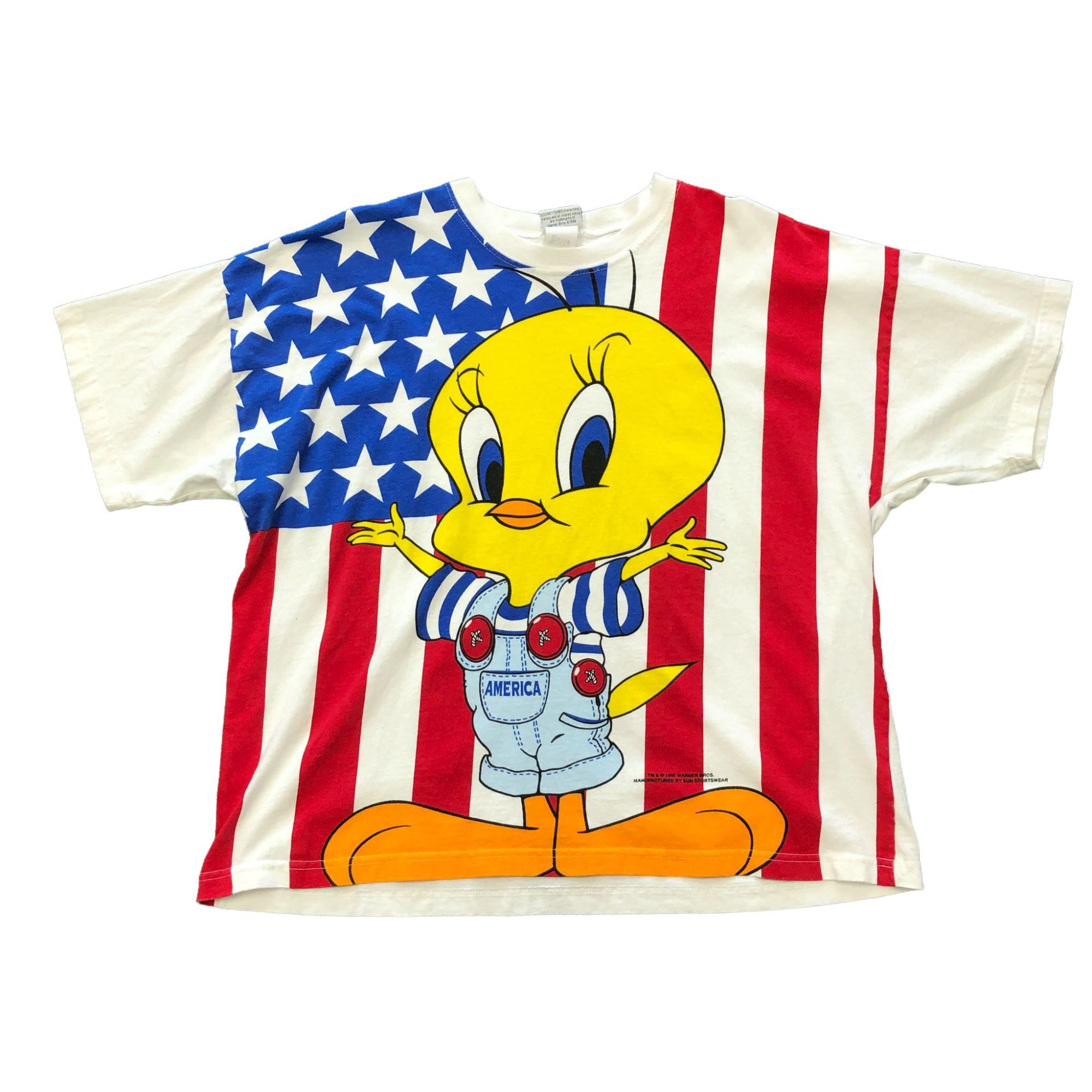 Other Vintage Tweety Bird American Flag White T-Shirt - Size XL Size US XL / EU 56 / 4 - 1 Thumbnail
