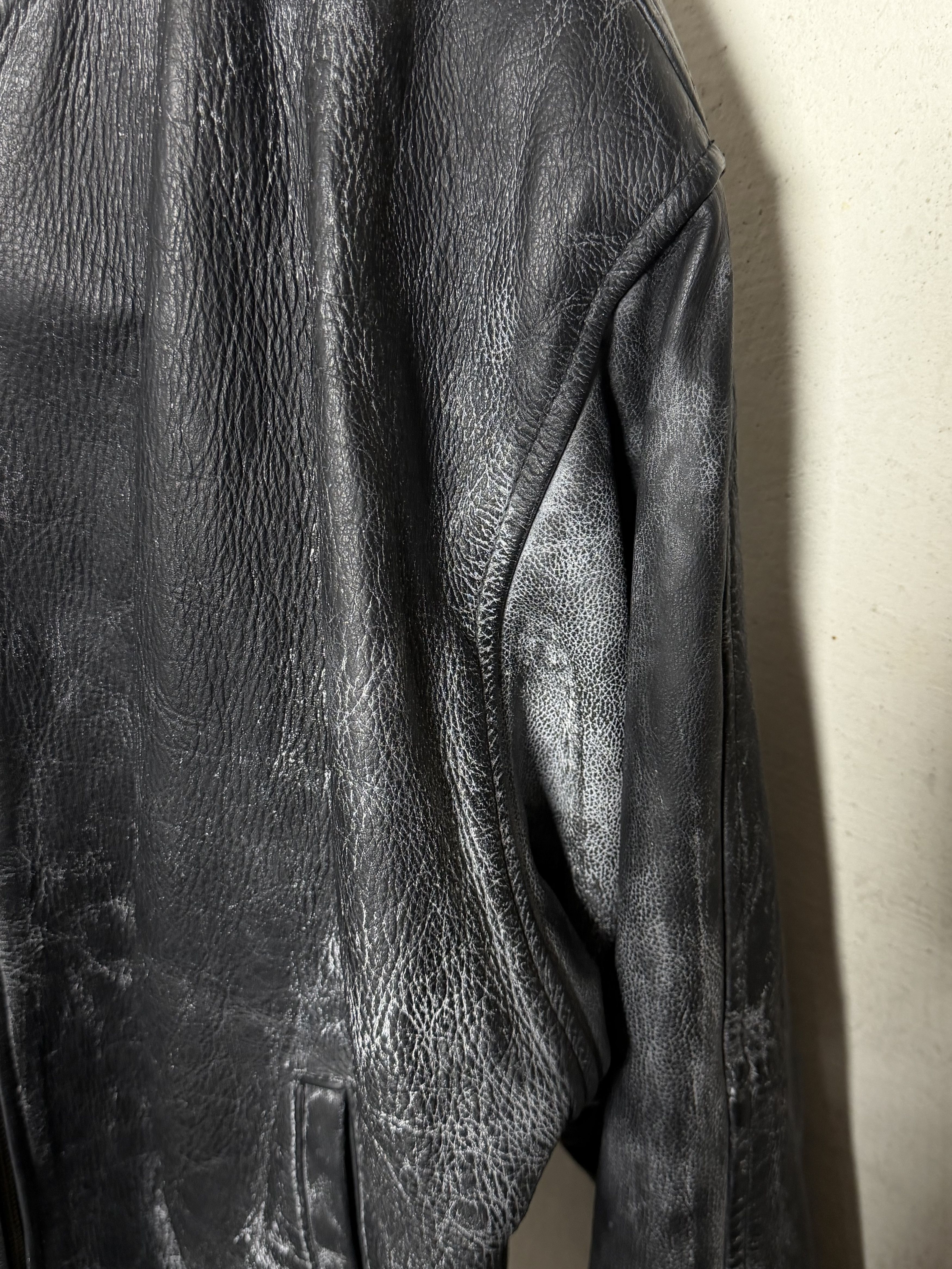 Genuine Leather Waxed Genuine Thick Leather Bomber Jacket Size US XXL / EU 58 / 5 - 4 Thumbnail