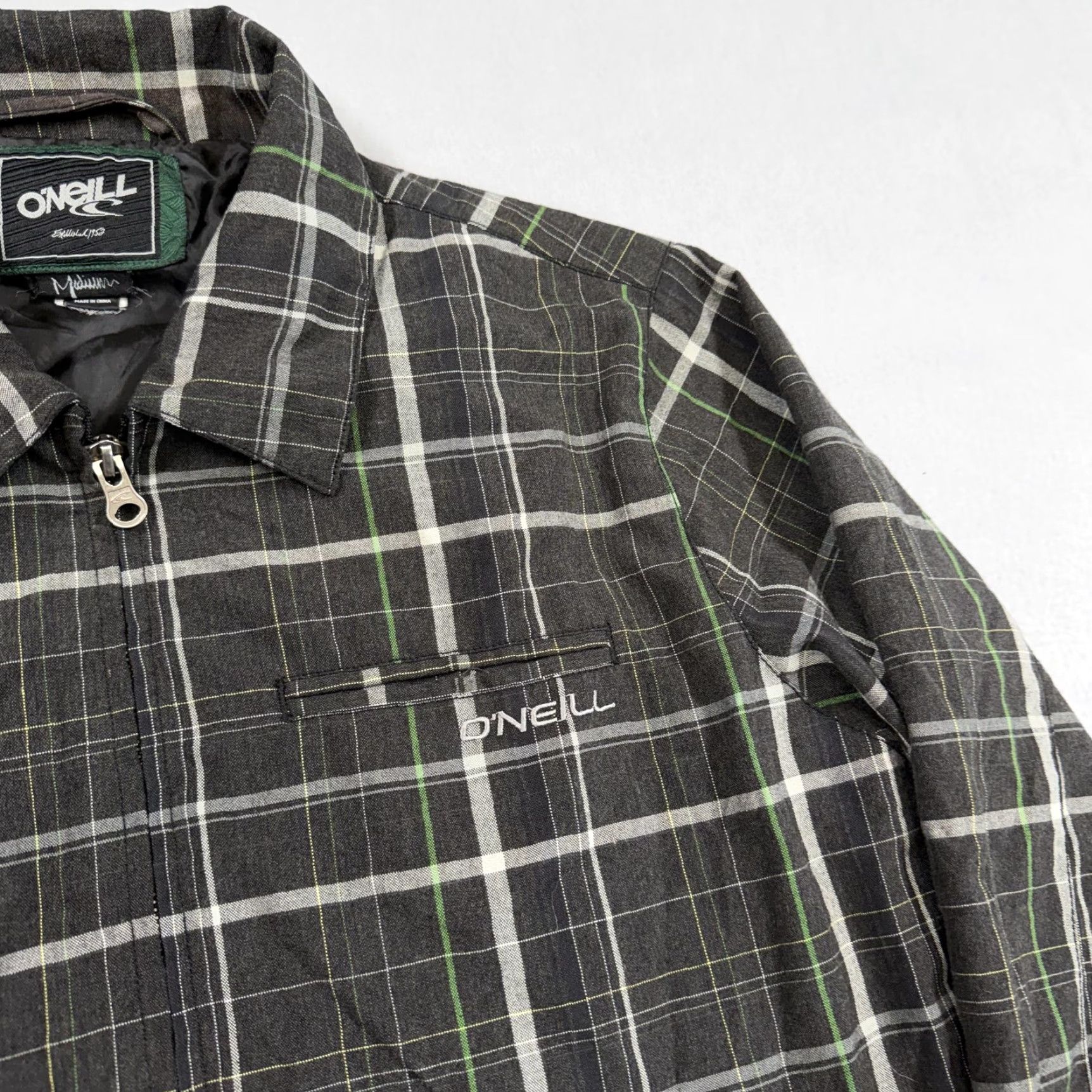 O'Neill O'Neill Jacket Mens M Gray Plaid Flannel Full Zip Lined Windbreaker Size US M / EU 48-50 / 2 - 2 Thumbnail