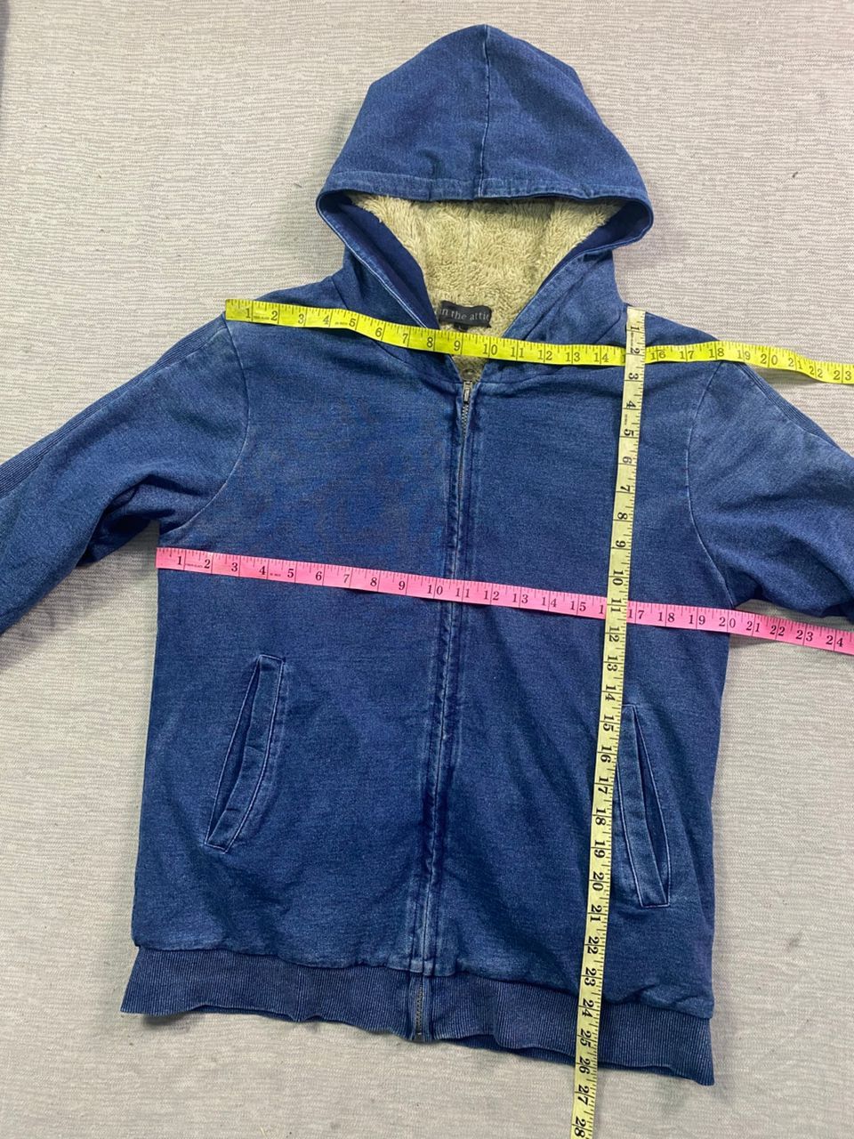 If Six Was Nine × In The Attic × Le Grande Bleu (L.G.B.) In The Attic Indigo Wash Sherpa Lined Zip Hoodie Size US L / EU 52-54 / 3 - 8 Thumbnail