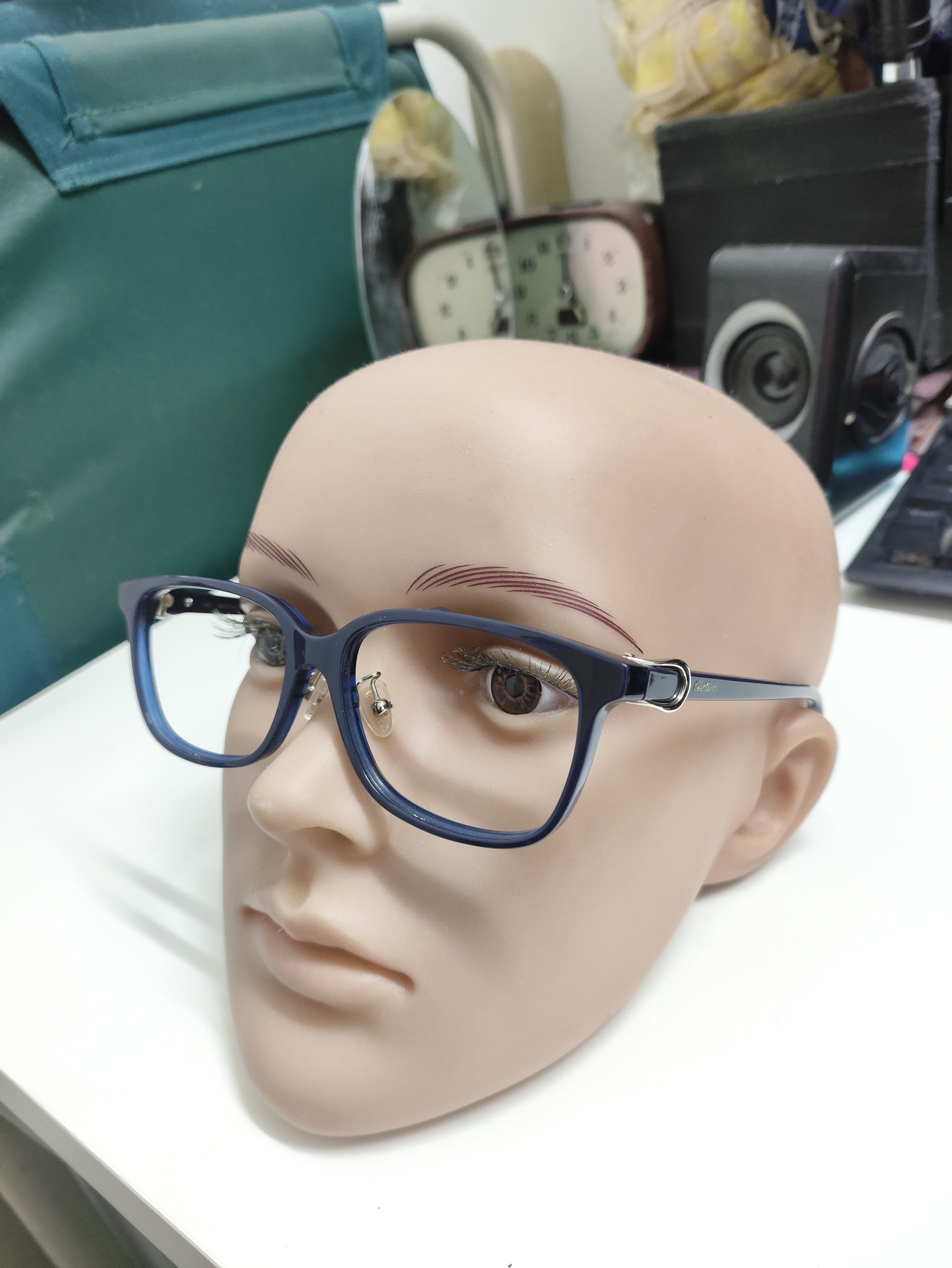 Cartier Cartier Rectangular Shape Eyeglass Frame CT0187OA Blue Size ONE SIZE - 9 Thumbnail