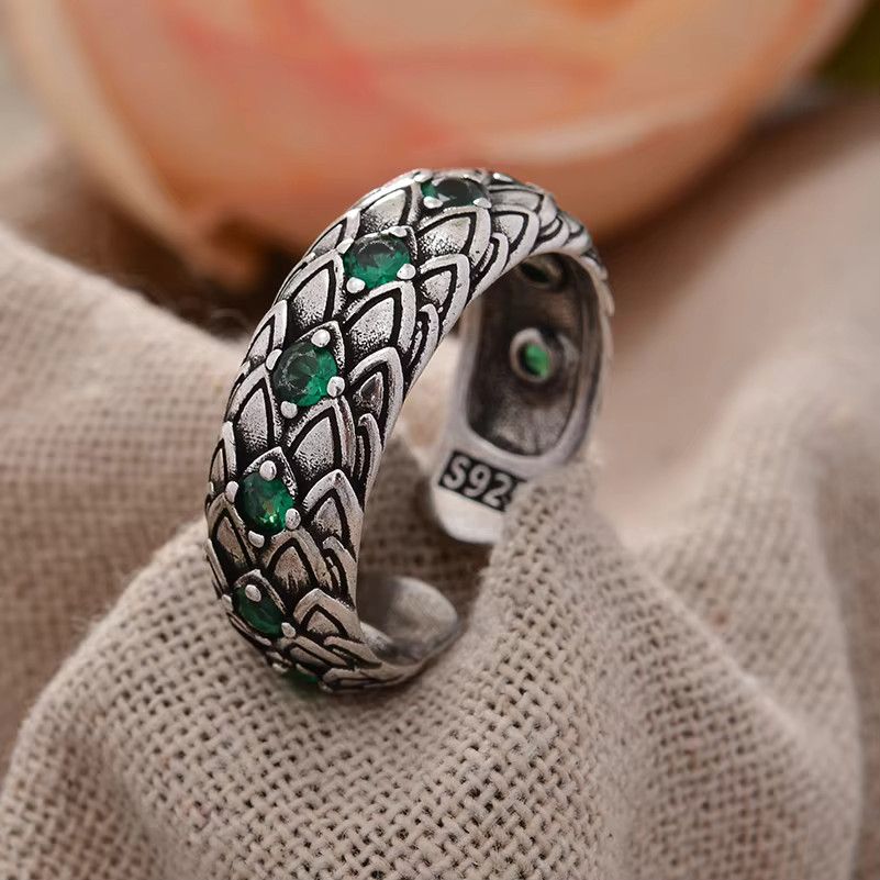 Jewelry Retro Snake Scales Green Crystal Size ONE SIZE - 1 Thumbnail