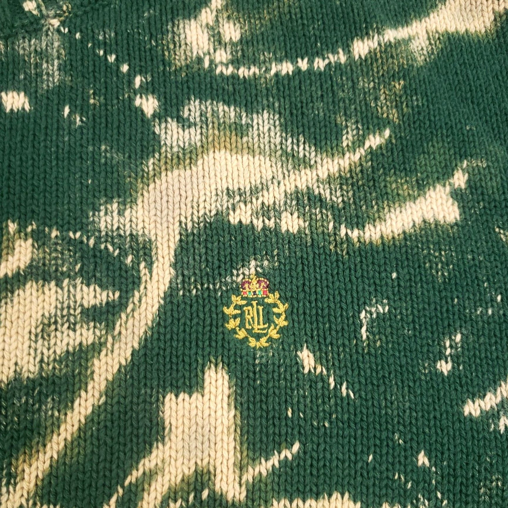 Ralph Lauren Lauren Ralph Lauren Sweater Mens Large Green Crew Neck Long Sleeve Pony Bleached Size US L / EU 52-54 / 3 - 7 Thumbnail