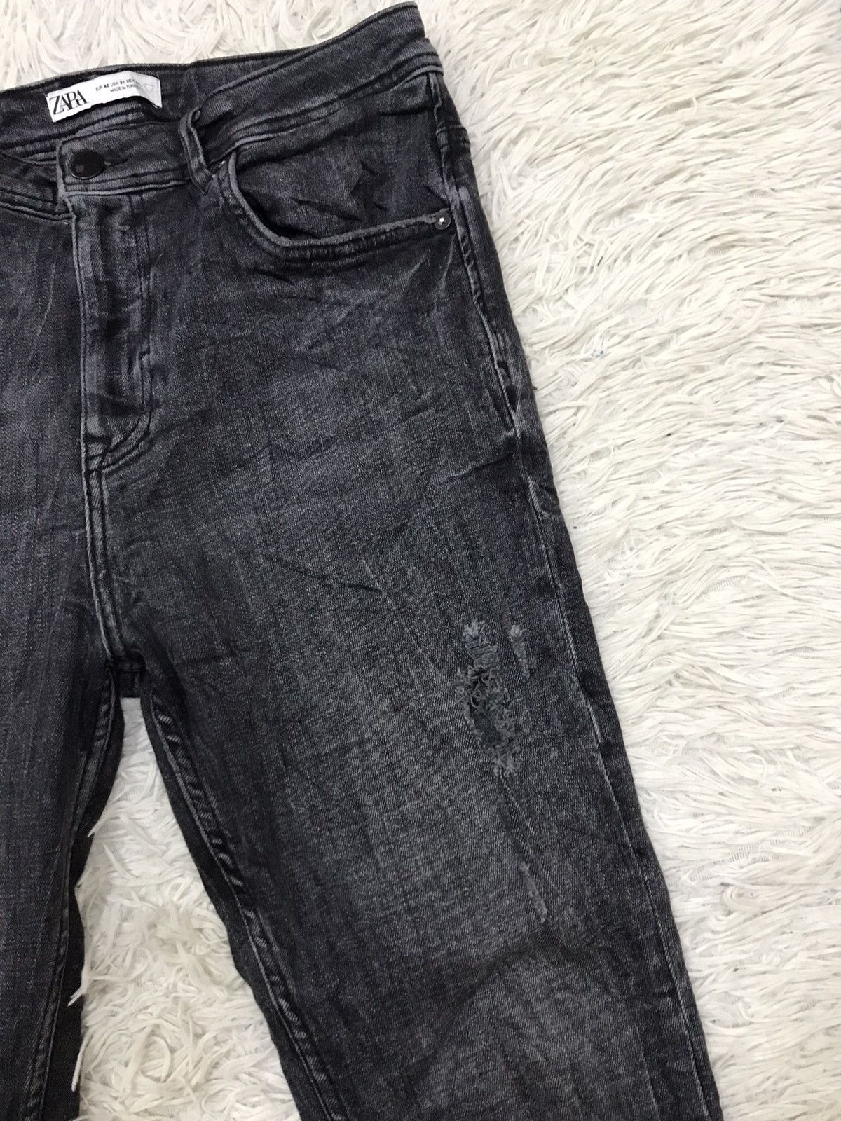 Japanese Brand Zara Man Denim Wear Skinny Fit Distressed Jeans Size US 29 - 5 Thumbnail