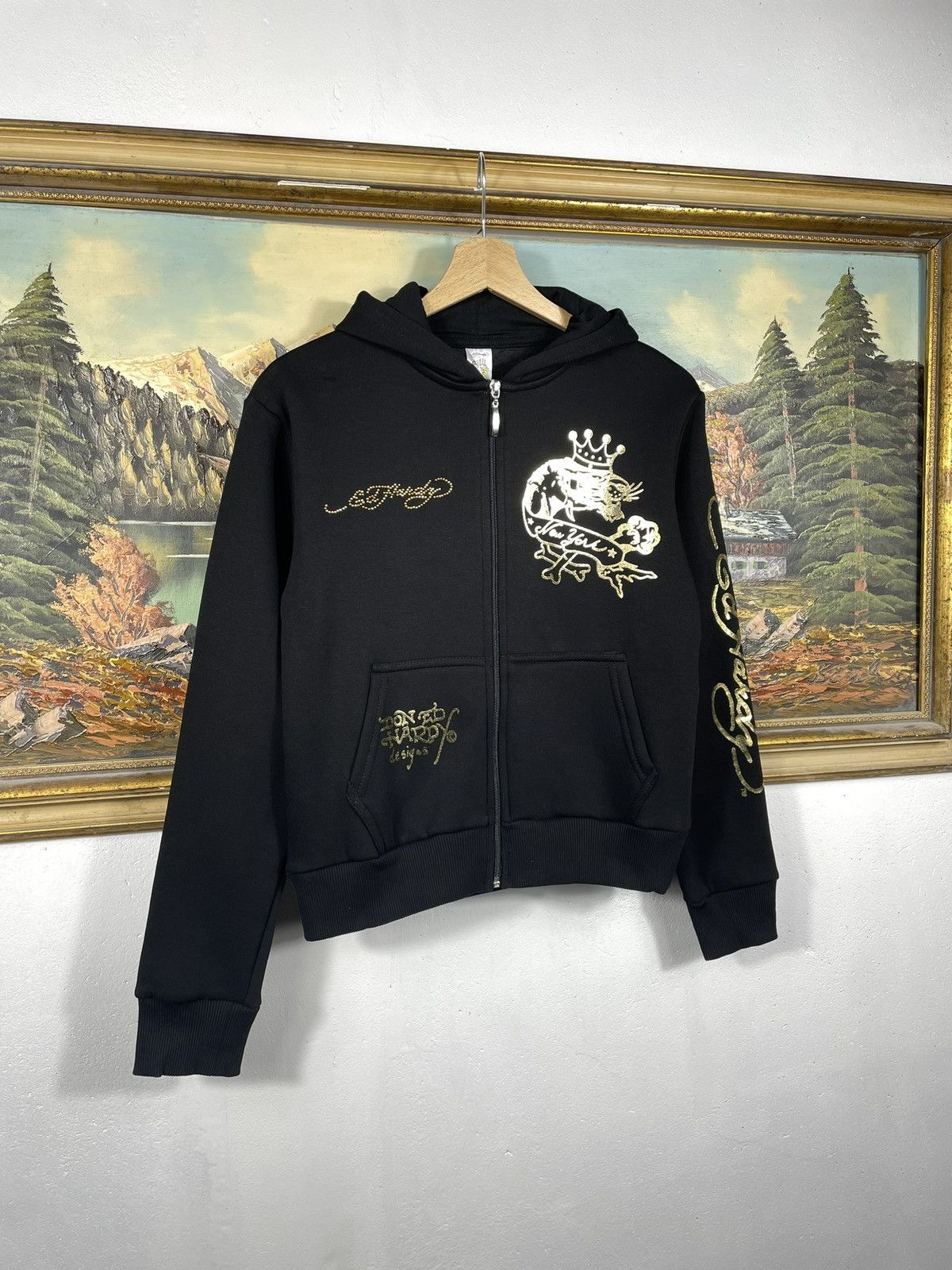 Christian Audigier × Ed Hardy × Vintage Ed Hardy Retro 00s Hoodie Sweatshirt Affliction Grunge Size US XS / EU 42 / 0 - 4 Thumbnail