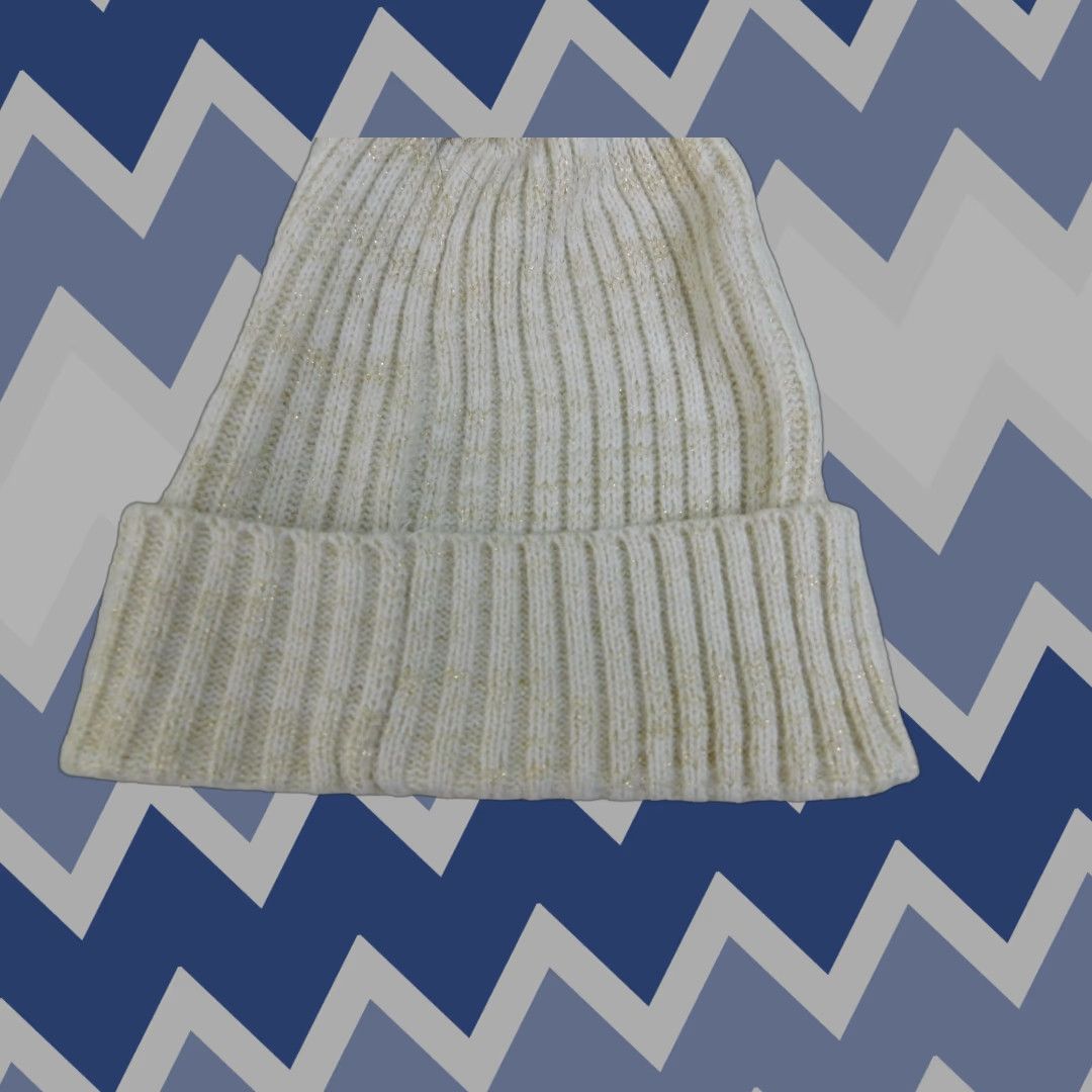 Incu INC Beanie Hat Womens Winter Knit Faux Fur Pom Pom Ivory Beige 6080 Size ONE SIZE - 1 Thumbnail