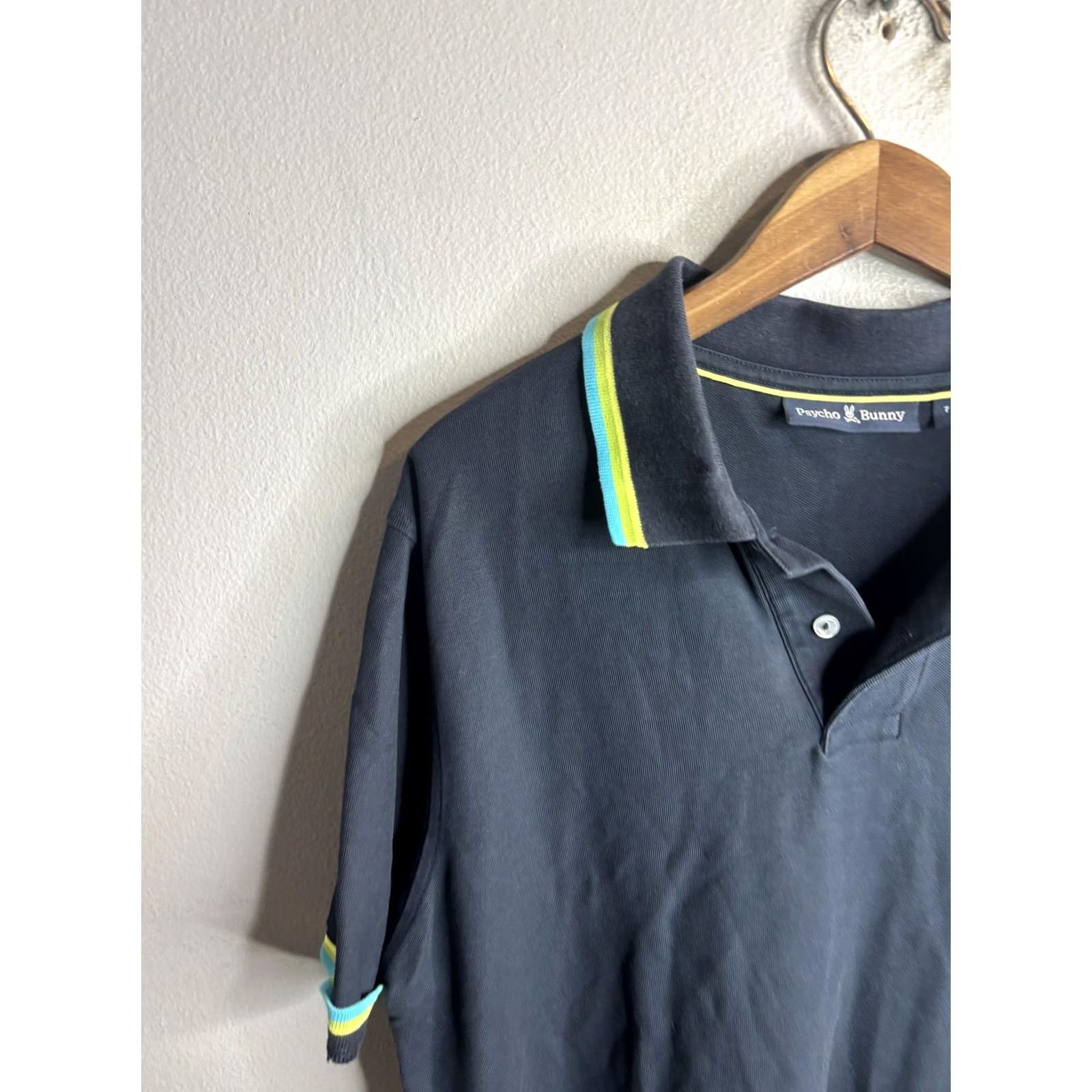 Psycho Bunny Psycho Bunny Polo Shirt Mens 7 Blue Pique Tipped Collar Bunny Logo Casual Size US M / EU 48-50 / 2 - 2 Thumbnail