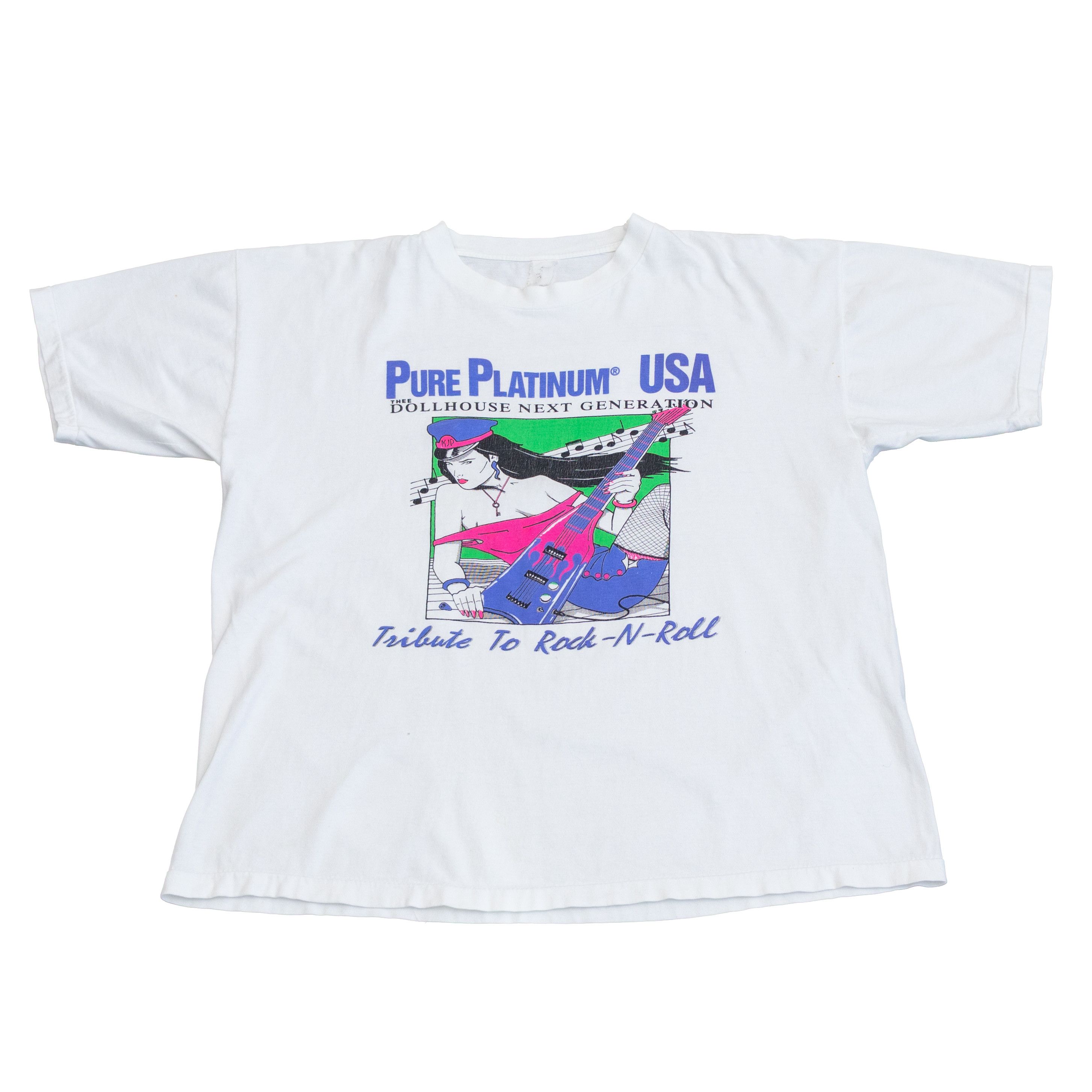 Vintage Early 90s Pure Platinum USA Rock N Roll Graphic T Shirt Size US L / EU 52-54 / 3 - 2 Thumbnail