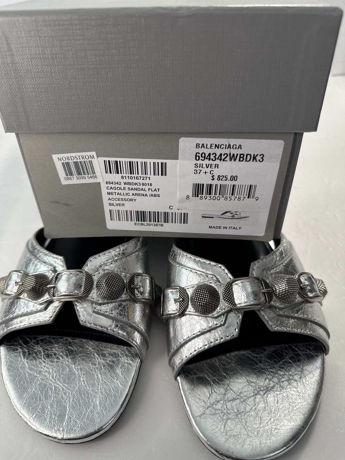 Balenciaga BALENCIAGA Cagole embellished metallic sandals Size US 7.5 / IT 37.5 - 7 Thumbnail