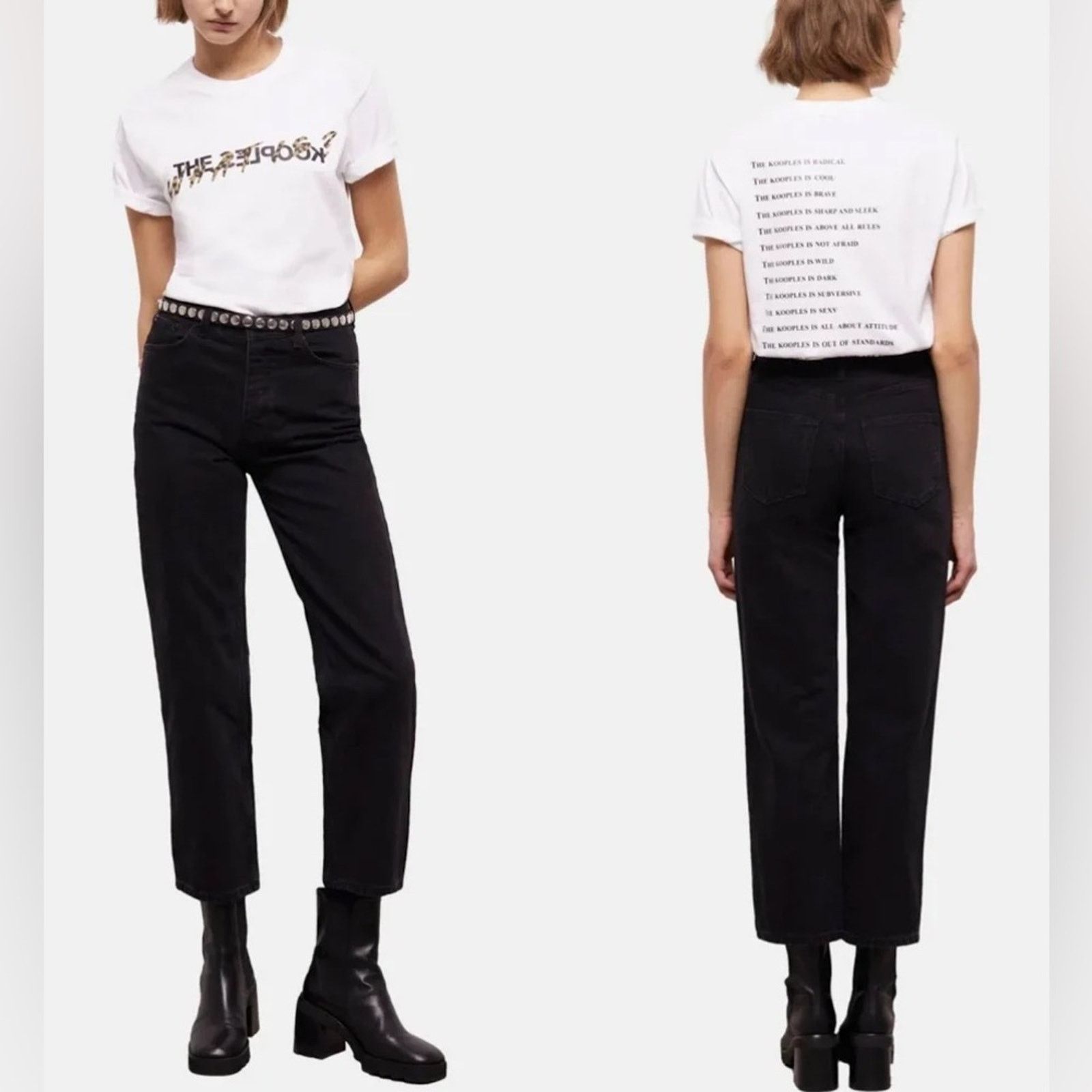 The Kooples $265 msrp nwt The Kooples Black washed straight Jeans sz 26 Size 26" / US 2 / IT 38 - 1 Thumbnail