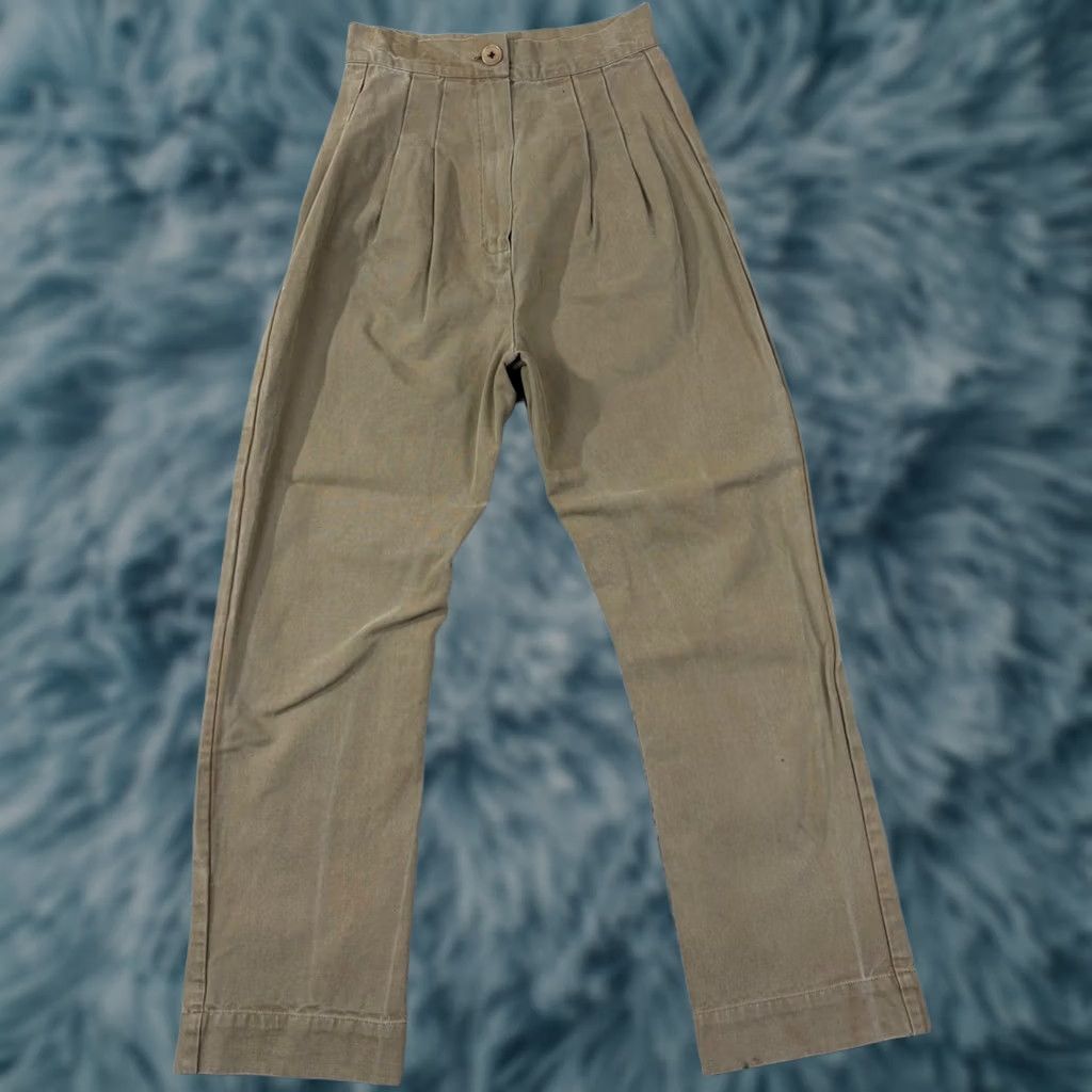 Ilana Kohn Ilana Kohn Tan Cotton Canvas High Waisted Pleated Tapered Pants Size 24 USA Made Size 42" / US 20 - 1 Thumbnail