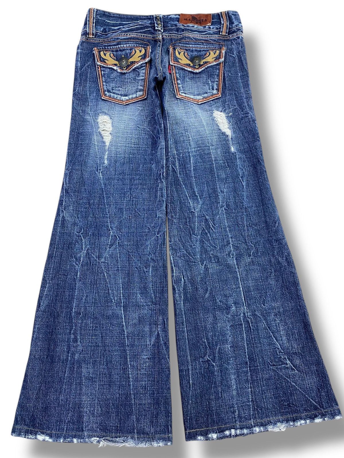 Japanese Brand Japanese Brand Faded Wash Style Distressed Flare Jeans Size US 32 / EU 48 - 3 Thumbnail