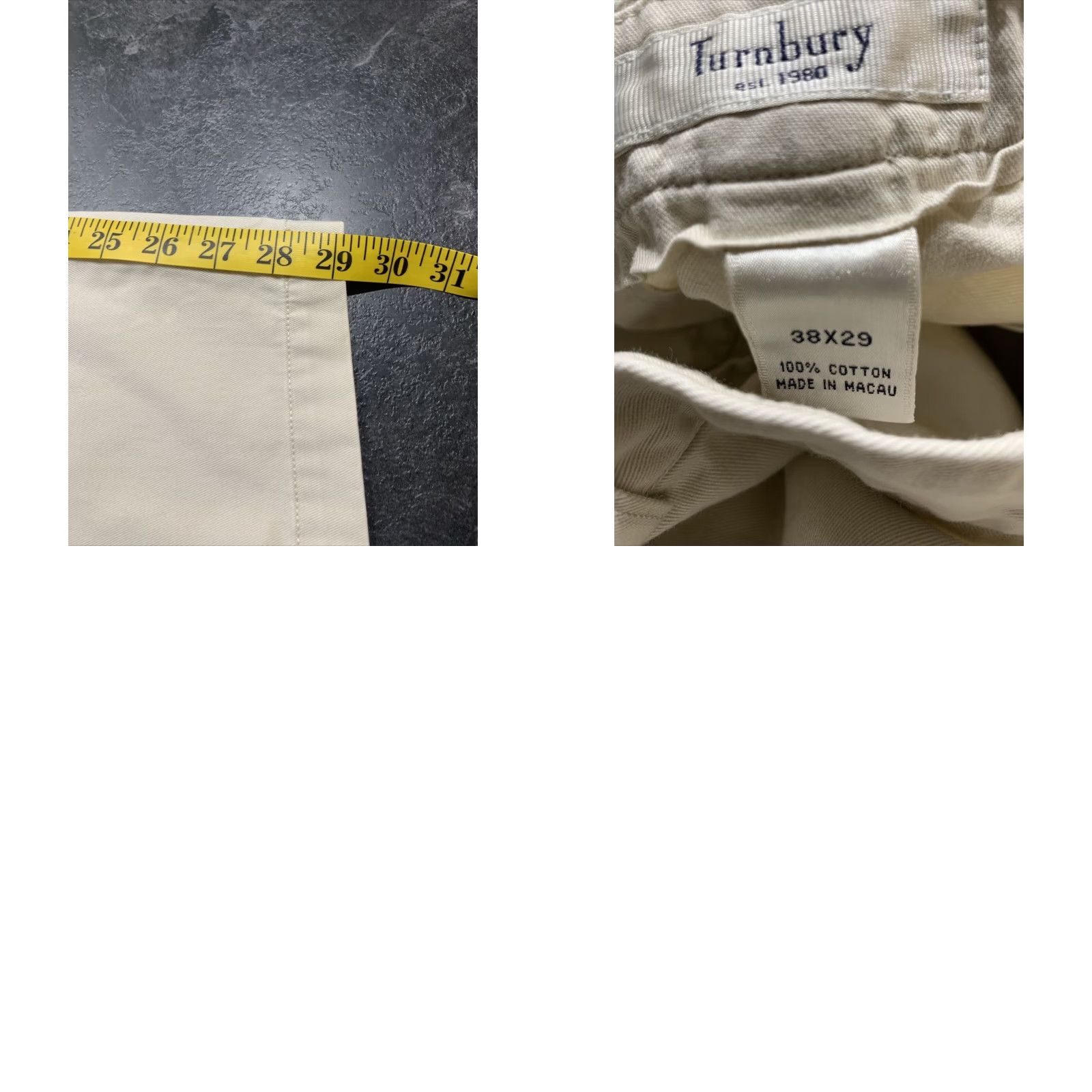 Vintage Turnbury Mens 38x29 Beige Chino Straight Leg Pants Size US 38 / EU 54 - 8 Thumbnail
