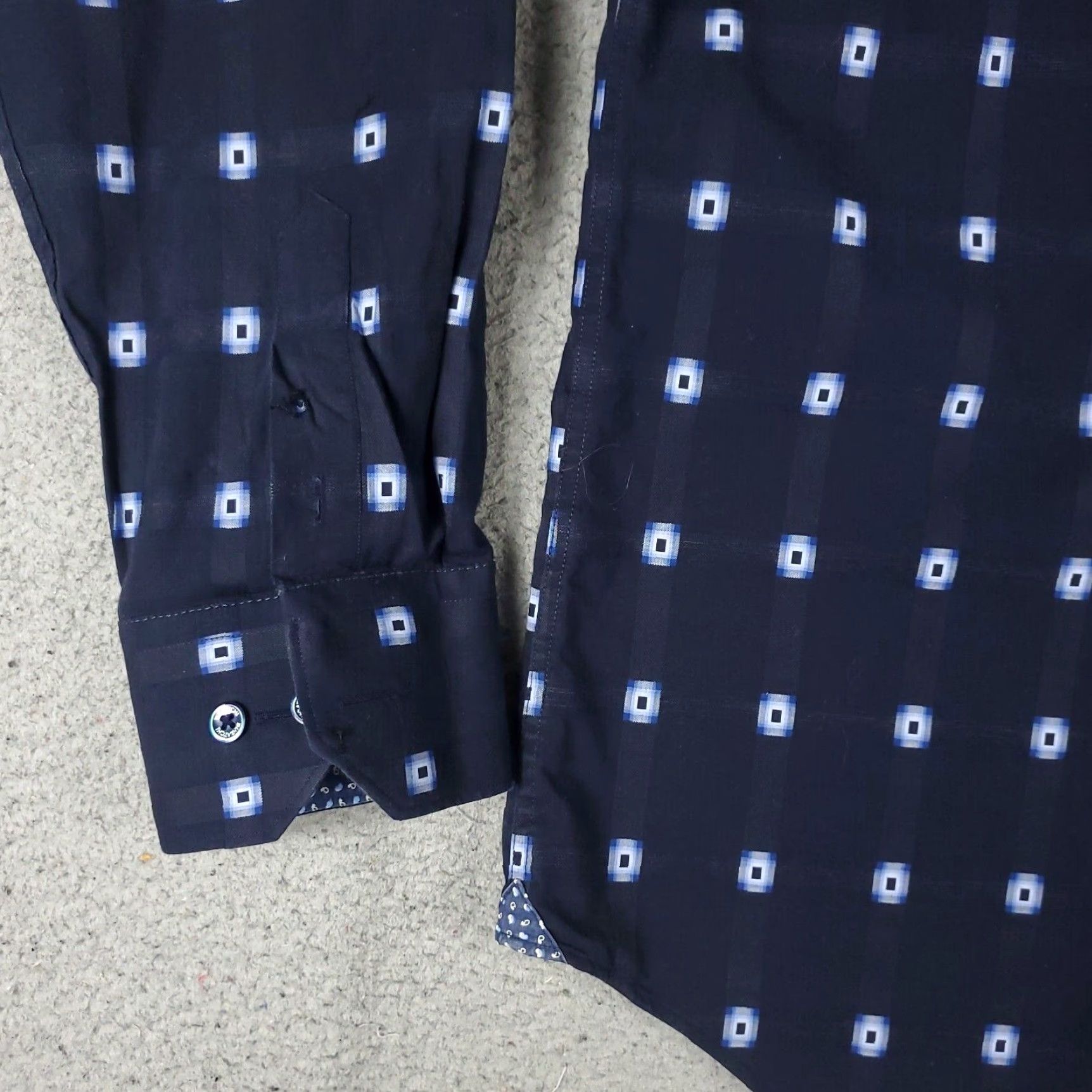 BUGATCHI VINTAGE Bugatchi Uomo Men's Long Sleeve Button-Up Shirt Size Large Blue Geometric Pattern Modern Classic Size US L / EU 52-54 / 3 - 3 Thumbnail