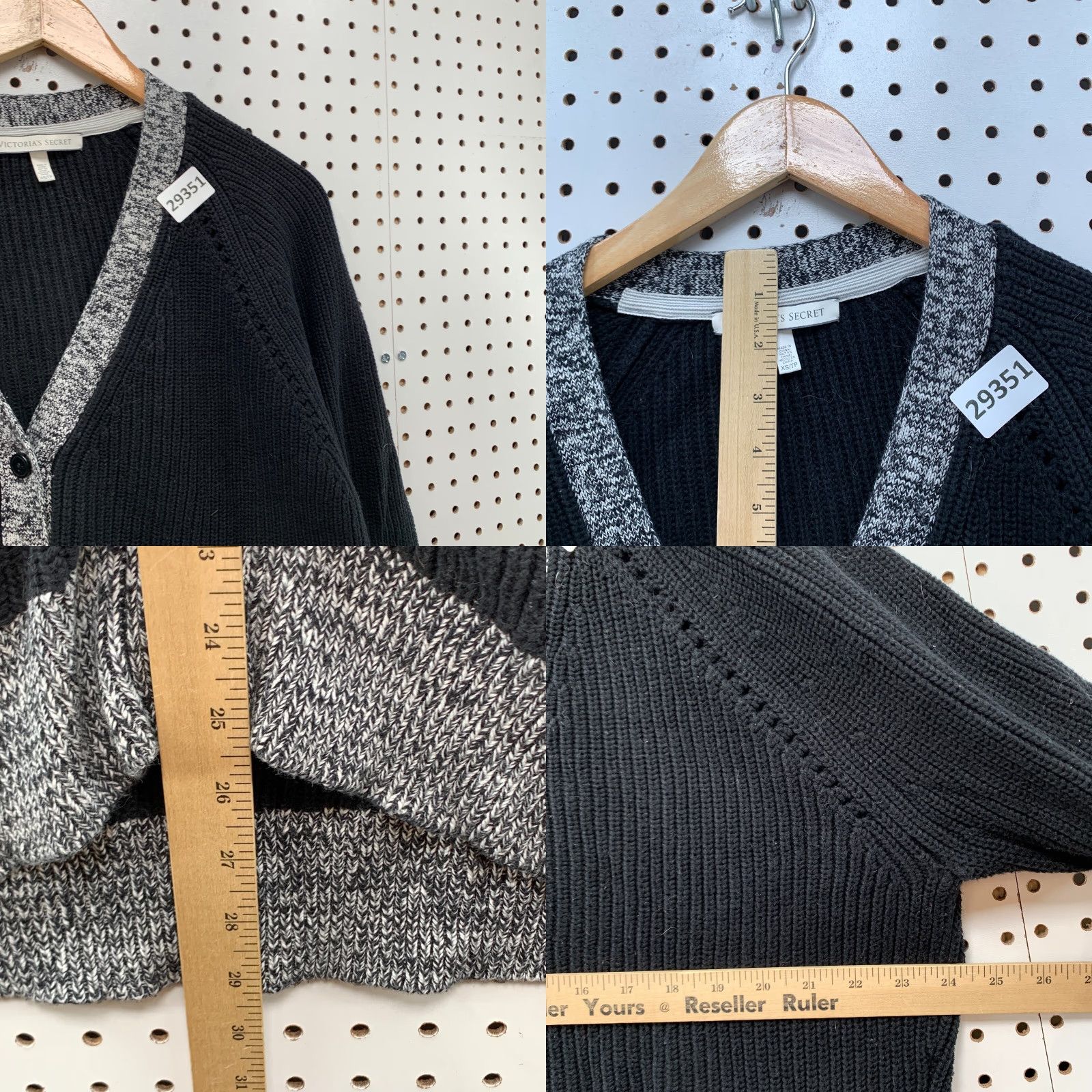 Victoria's Secret VINTAGE Victoria's Secret Cardigan Sweater Womens XS Gray Black Rib Knit Button 24x29 Size XS / US 0-2 / IT 36-38 - 8 Thumbnail