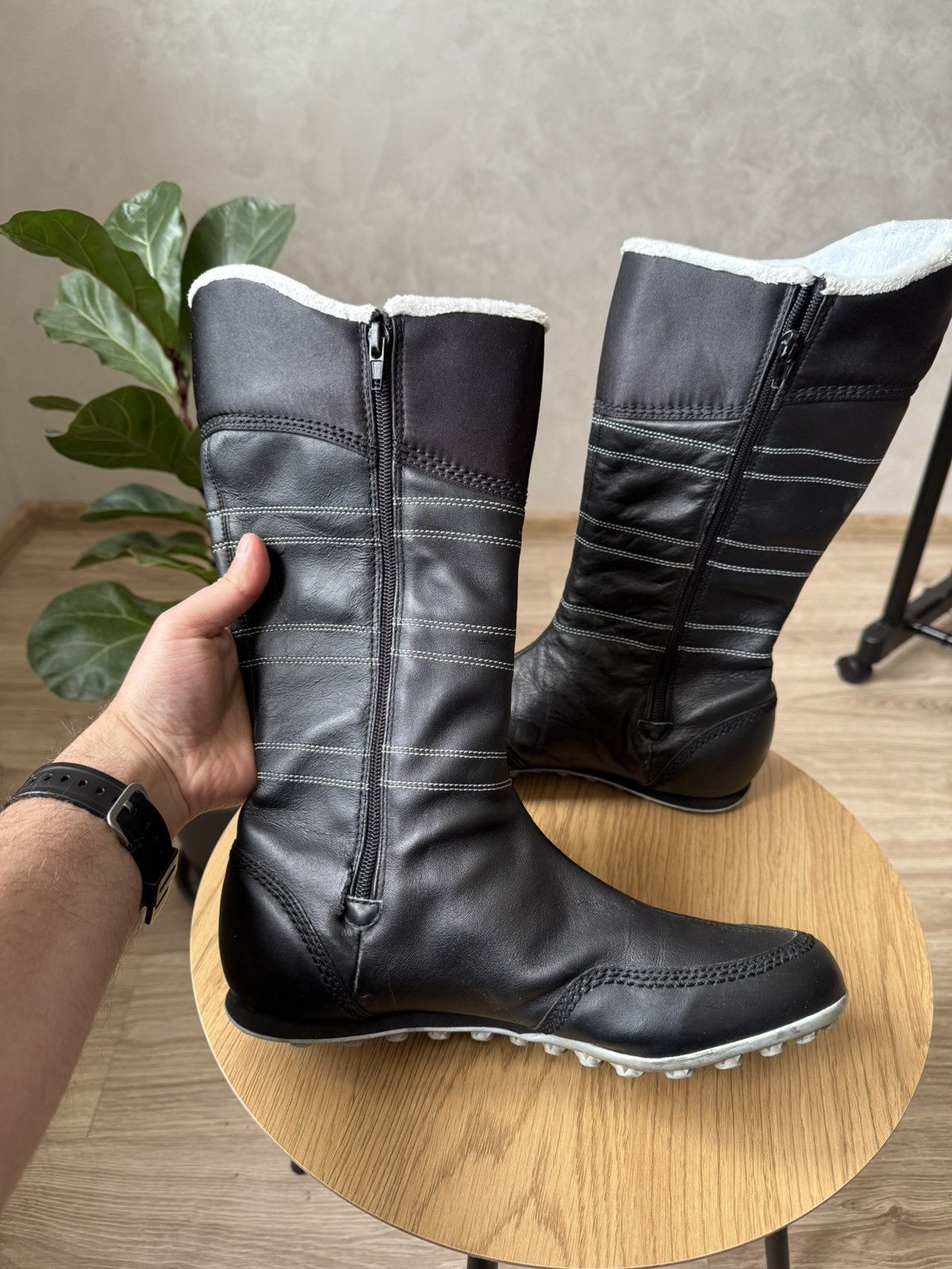Vintage Vintage Y2K Adidas Black Leather Moto Boxing High Boots Size US 11.5 / IT 41.5 - 4 Thumbnail