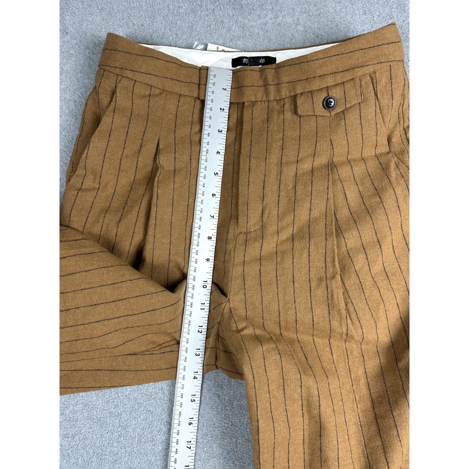 Madewell Madewell High Rise Rosedale Pants Womens 2 Brown Wool Stripe Straight Dress Work Size 26" / US 2 / IT 38 - 7 Thumbnail