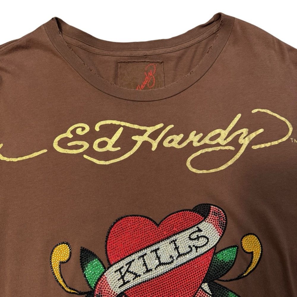 Ed Hardy New Ed Hardy Love Kills Slowly Rhinestone Skull Distressed Size US XL / EU 56 / 4 - 3 Thumbnail