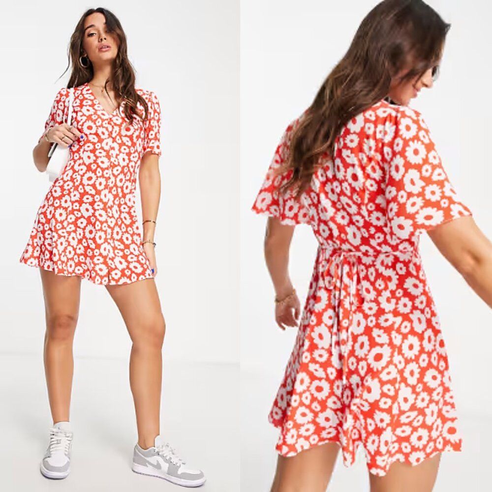 Asos NWT New ASOS Button Front Red Floral Dress Size 12 Size XL / US 12-14 / IT 48-50 - 1 Thumbnail