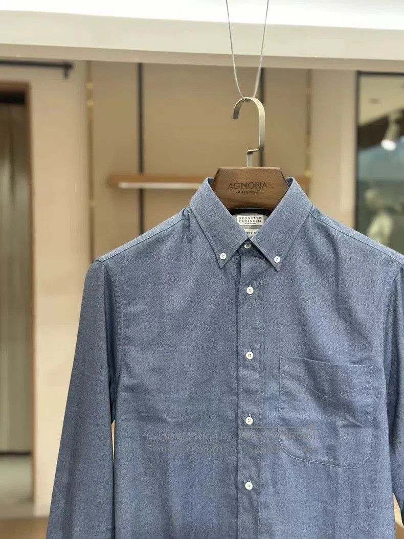 Brunello Cucinelli Brunello Cucinelli Men's Denim Blue Shirt. Size US S / EU 44-46 / 1 - 3 Thumbnail
