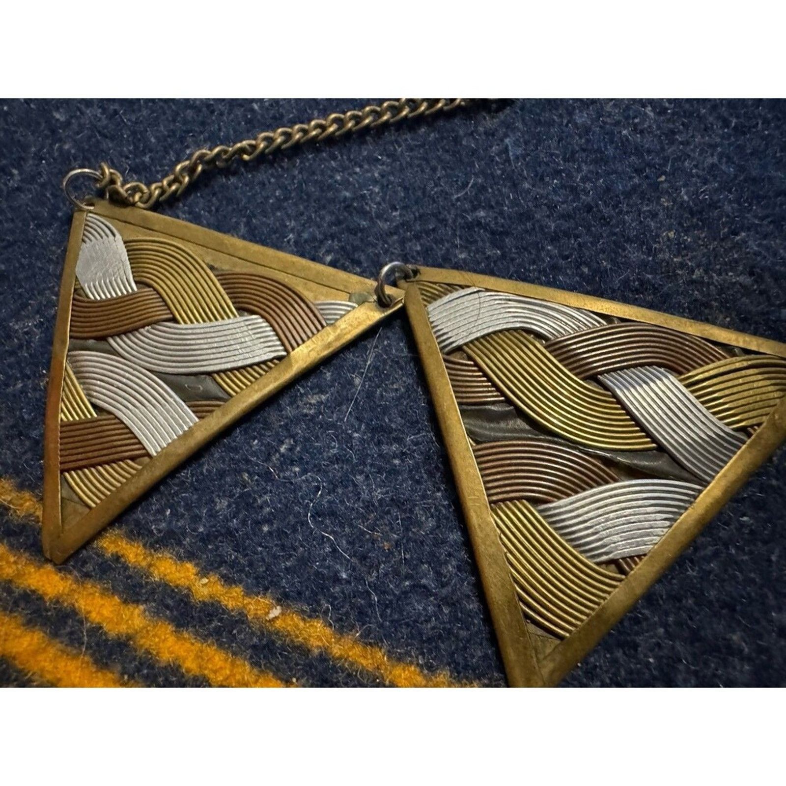 Other Triangle Woven Copper-Brass Silver Necklace 5 panels Size ONE SIZE - 4 Thumbnail