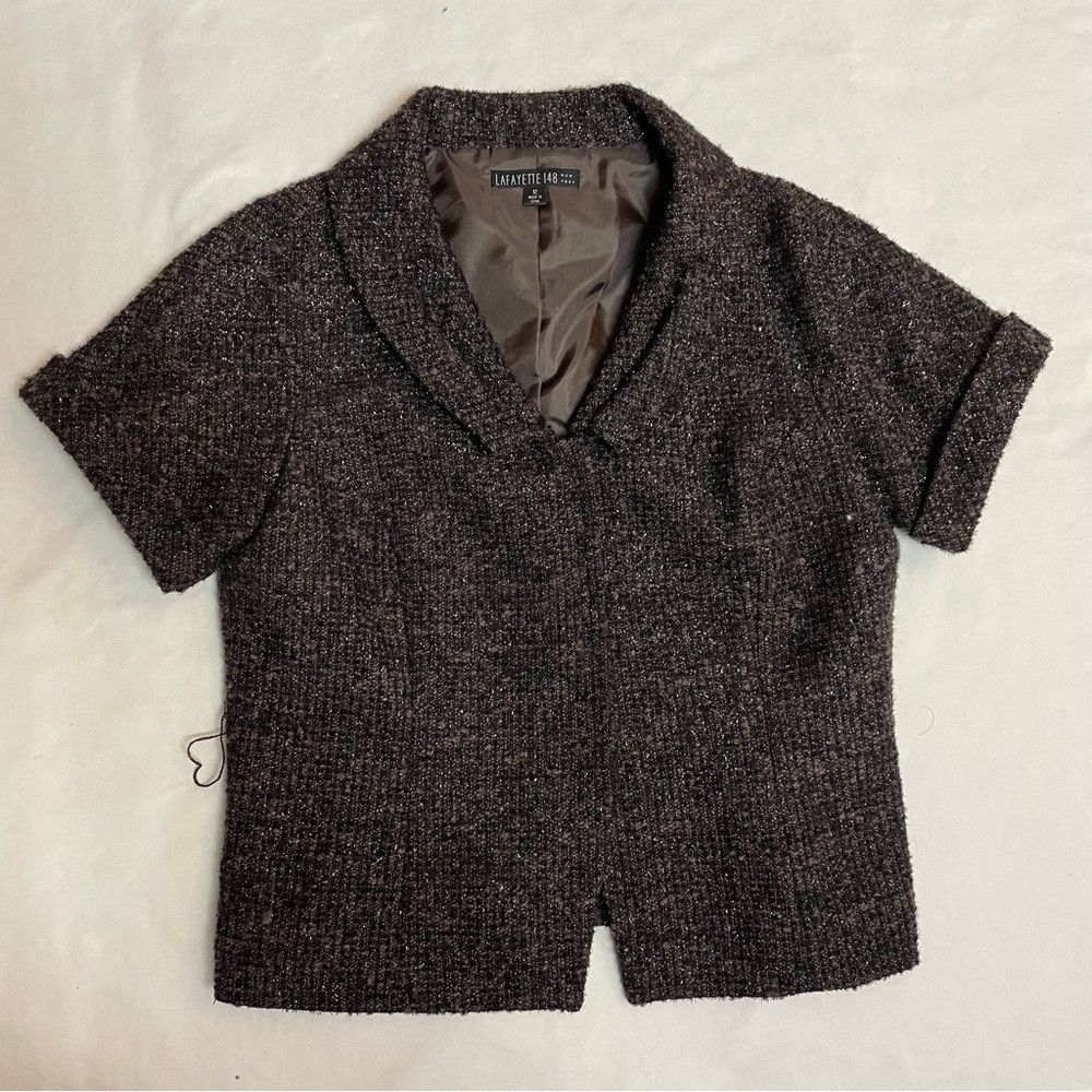 Lafayette 148 Lafayette 148 Wool Blend Short Sleeve Brown Jacket with Sat Size XL / US 12-14 / IT 48-50 - 4 Thumbnail