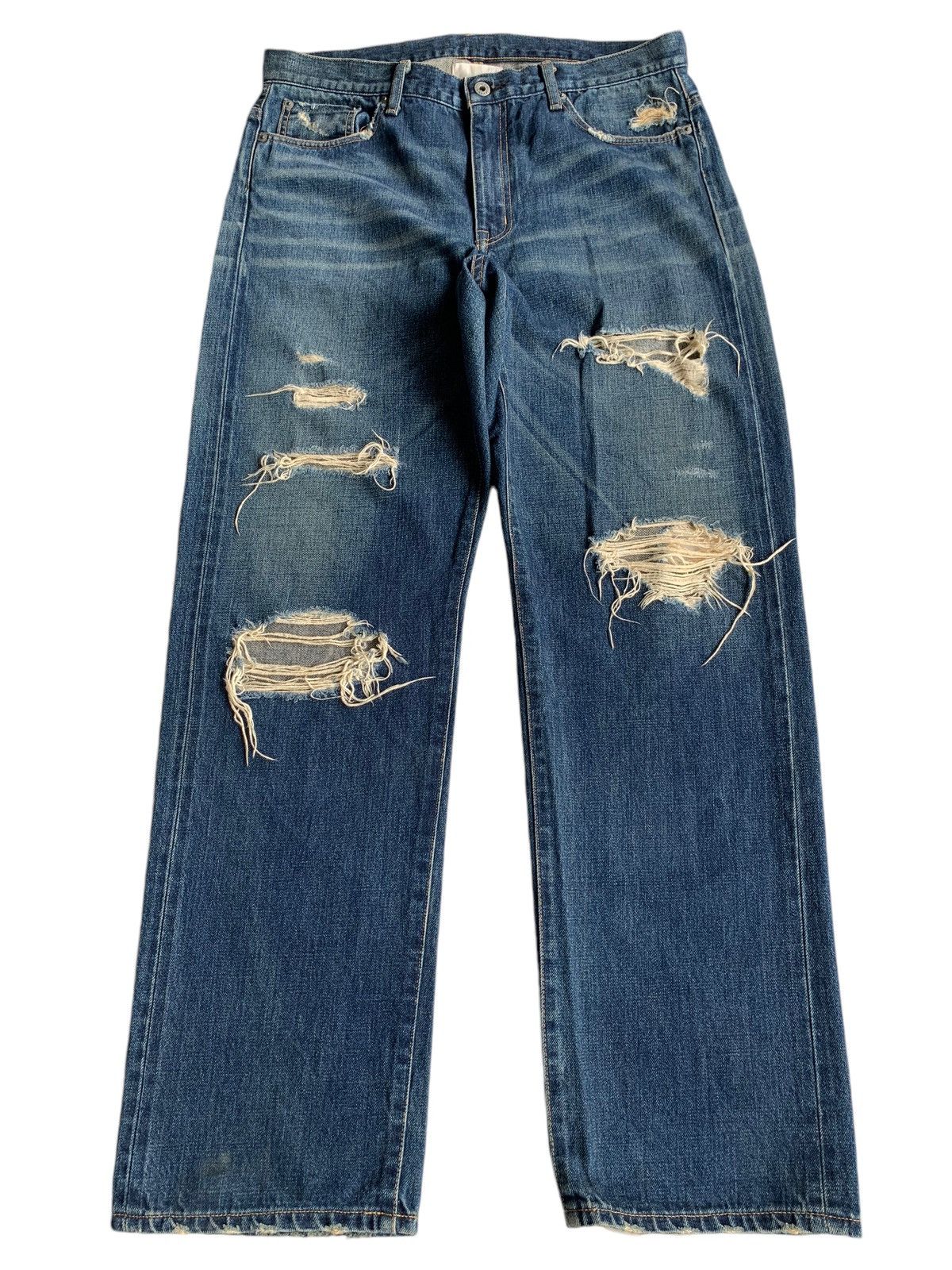 Japanese Brand × Kapital × Vintage Whiz Limited Japanese Ripped Selvedge Distressed Denim Size US 35 - 1 Thumbnail