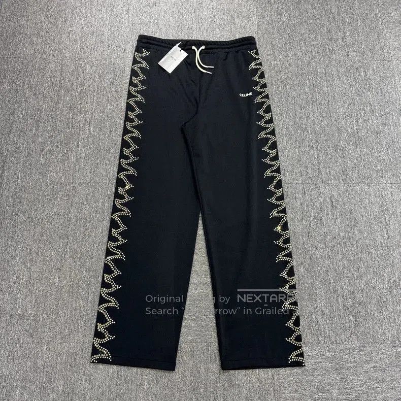 Celine Studded Rhinestone Casual Pants.