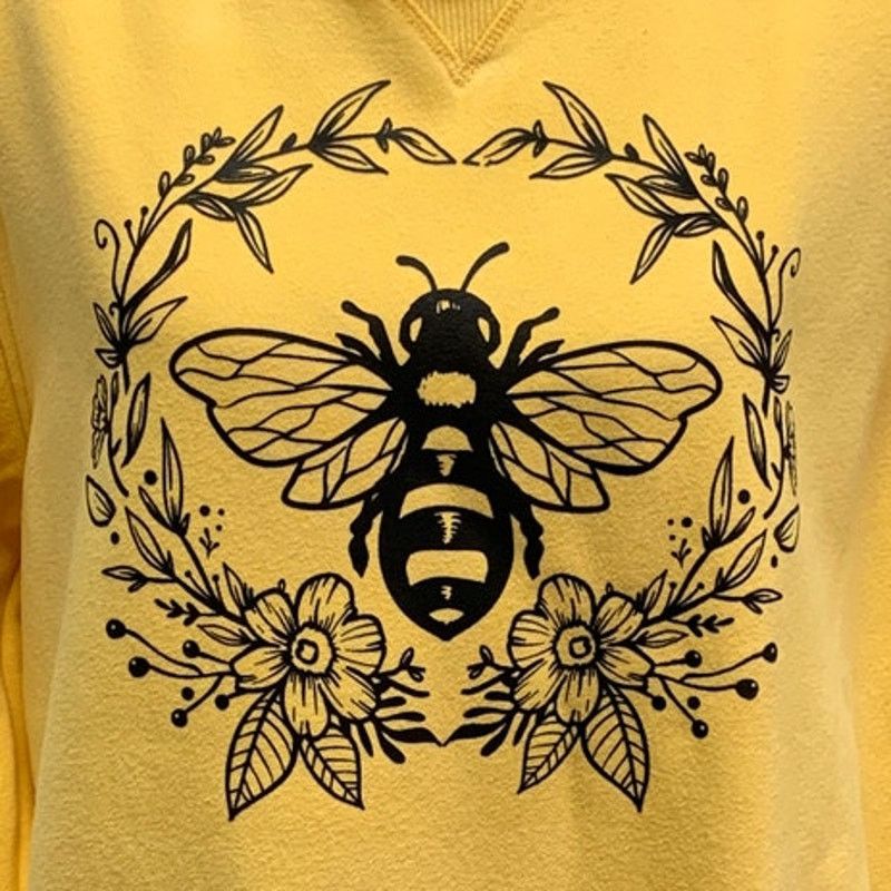 Arrow Hand Printed Womens Large Bumble Bee Floral Sweatshirt Size L / US 10 / IT 46 - 2 Thumbnail