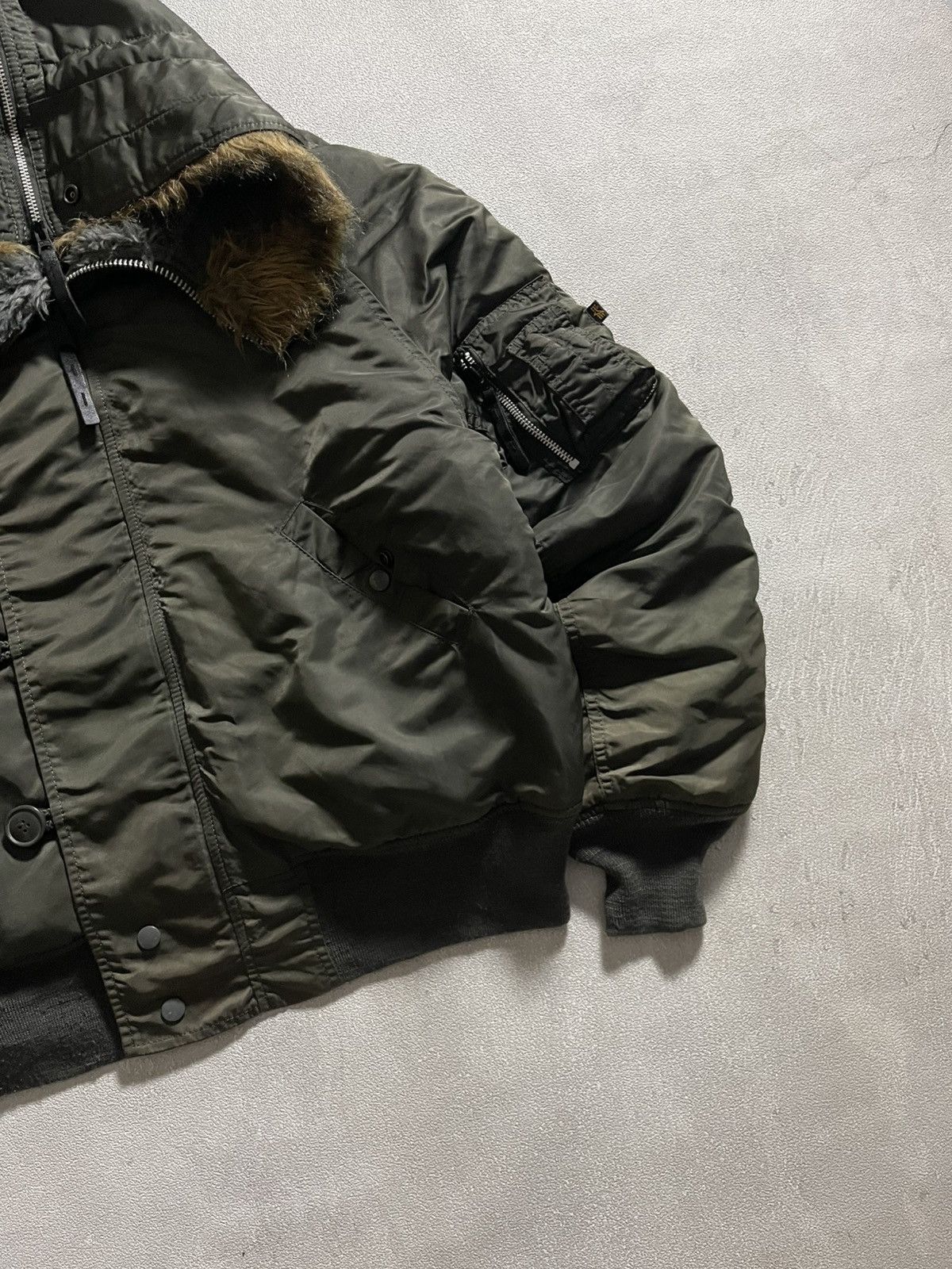 Vintage Alpha Industries N-2B Attached Hood Bomber Jacket