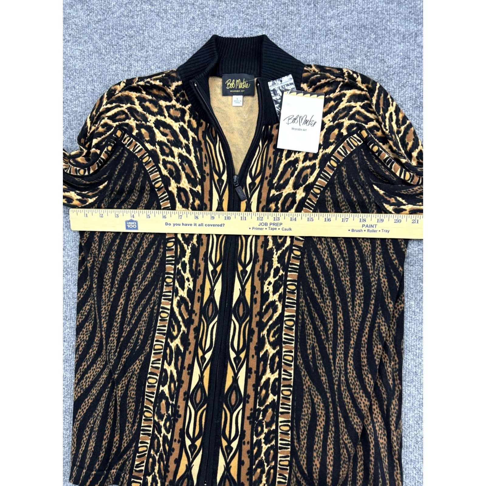 Bob Mackie Bob Mackie Wearable Art Sweater Womens Large Black Brown Full Zip Animal Print Size L / US 10 / IT 46 - 4 Thumbnail