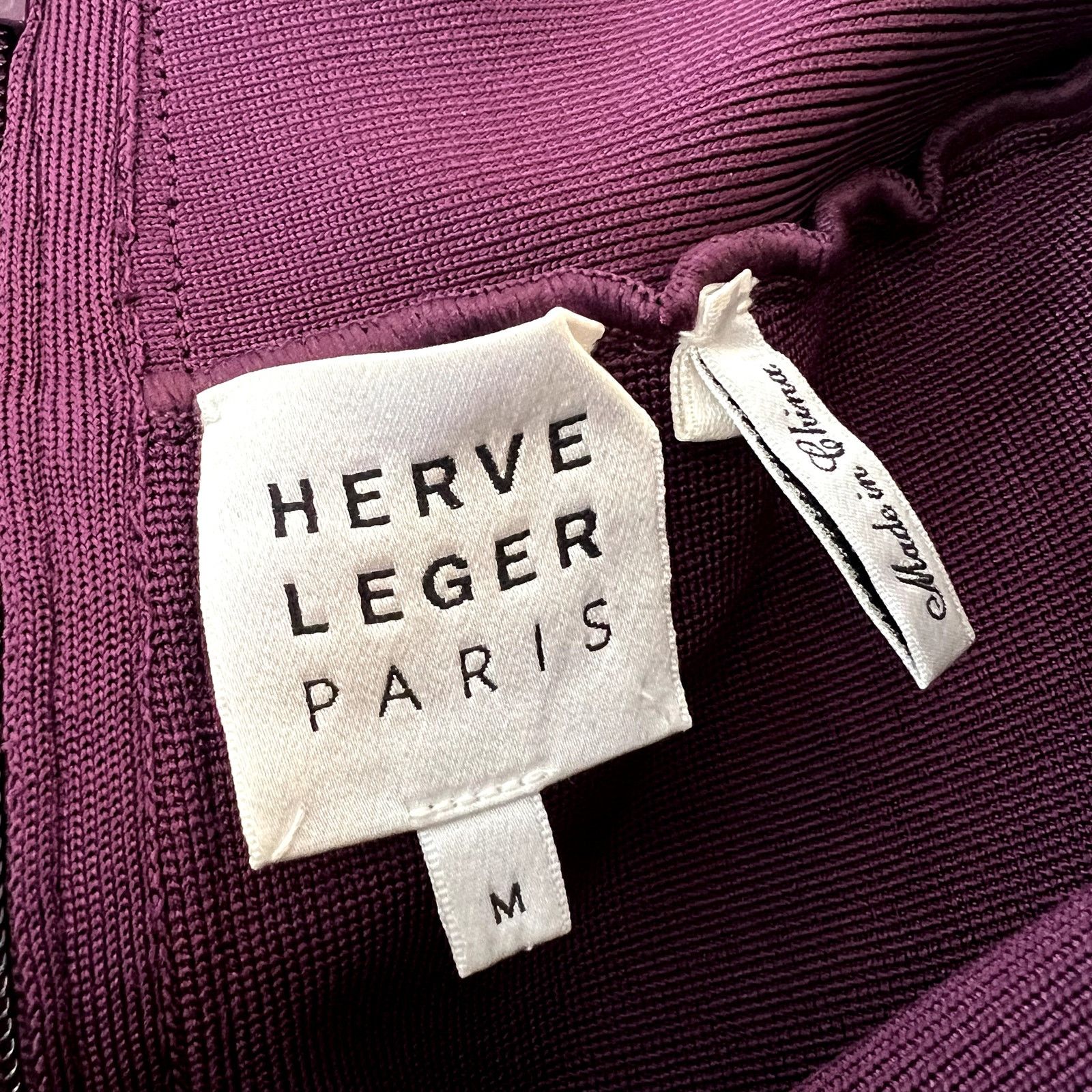 Herve Leger Herve Leger Purple Long Sleeve Off Shoulder Bandage Dress Size M / US 6-8 / IT 42-44 - 5 Thumbnail