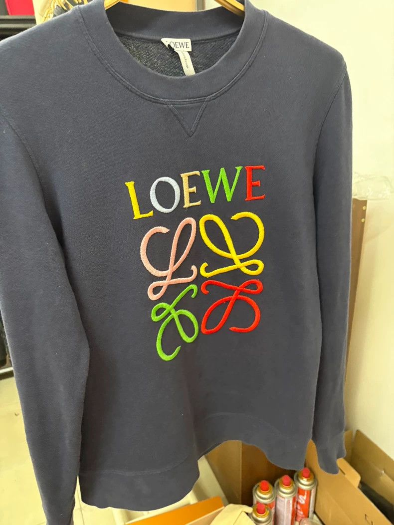 Loewe LOEWE Colorful embroidered logo dark blue round collar hoo Size XS / US 0-2 / IT 36-38 - 1 Thumbnail