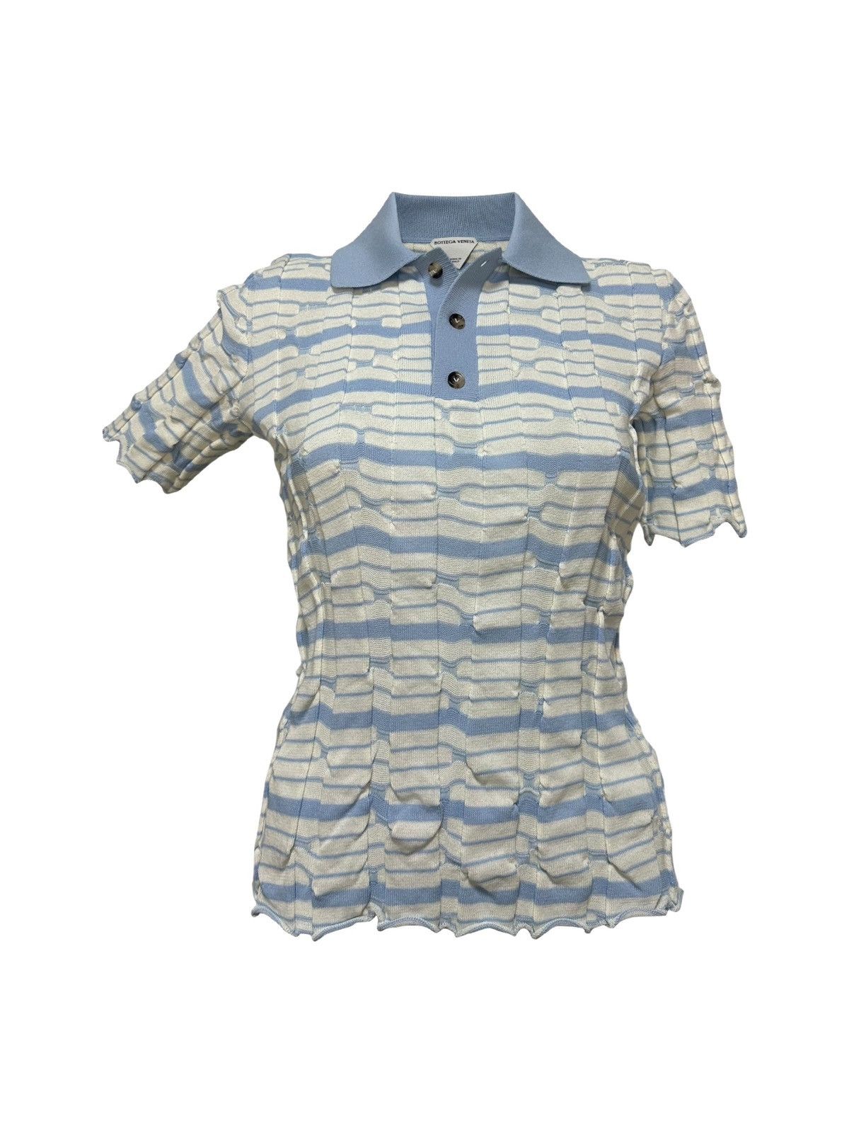 Bottega Veneta BOTTEGA VENETA S/S 2023 Distorted Stripe Cotton Polo Shirt Size XS / US 0-2 / IT 36-38 - 1 Thumbnail