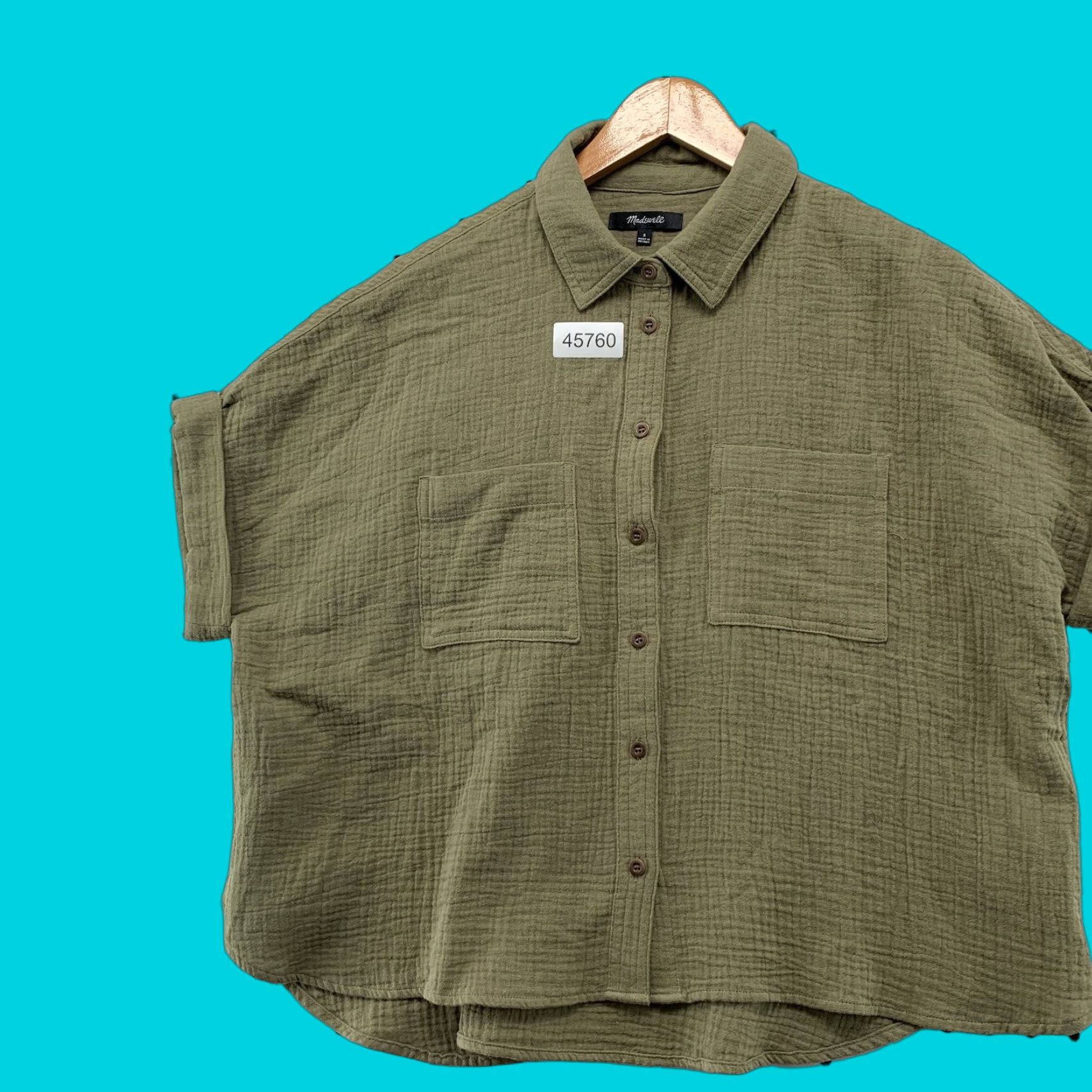 Madewell Madewell Button Top Womens Small Green Lightspun Beachside Shirt Soft Shirt Size S / US 4 / IT 40 - 1 Thumbnail