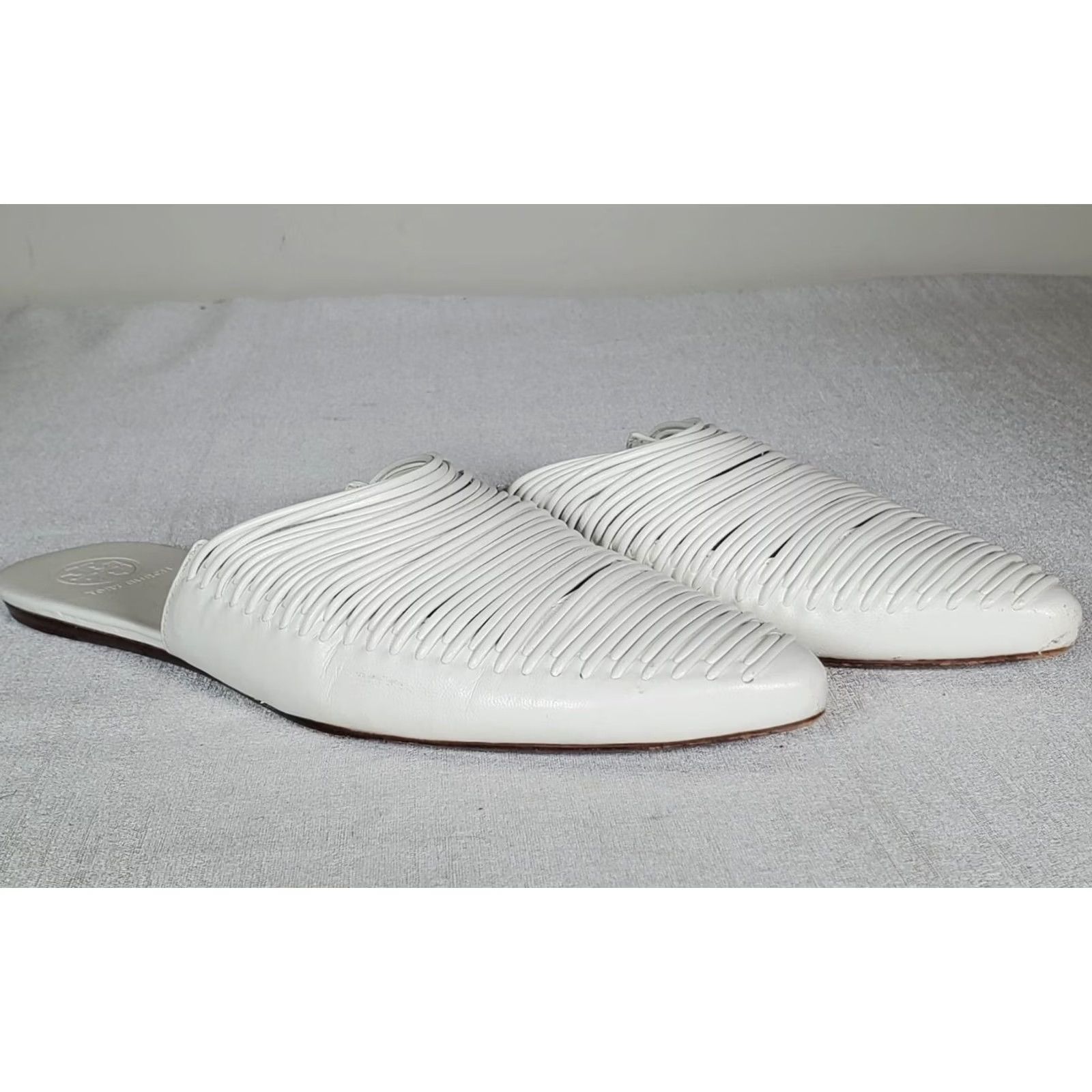 Tory Burch Tory Burch Sienna Flat Slide Mestico White Woven Leather Sandals Women's US 7 M Size US 7 / IT 37 - 2 Thumbnail