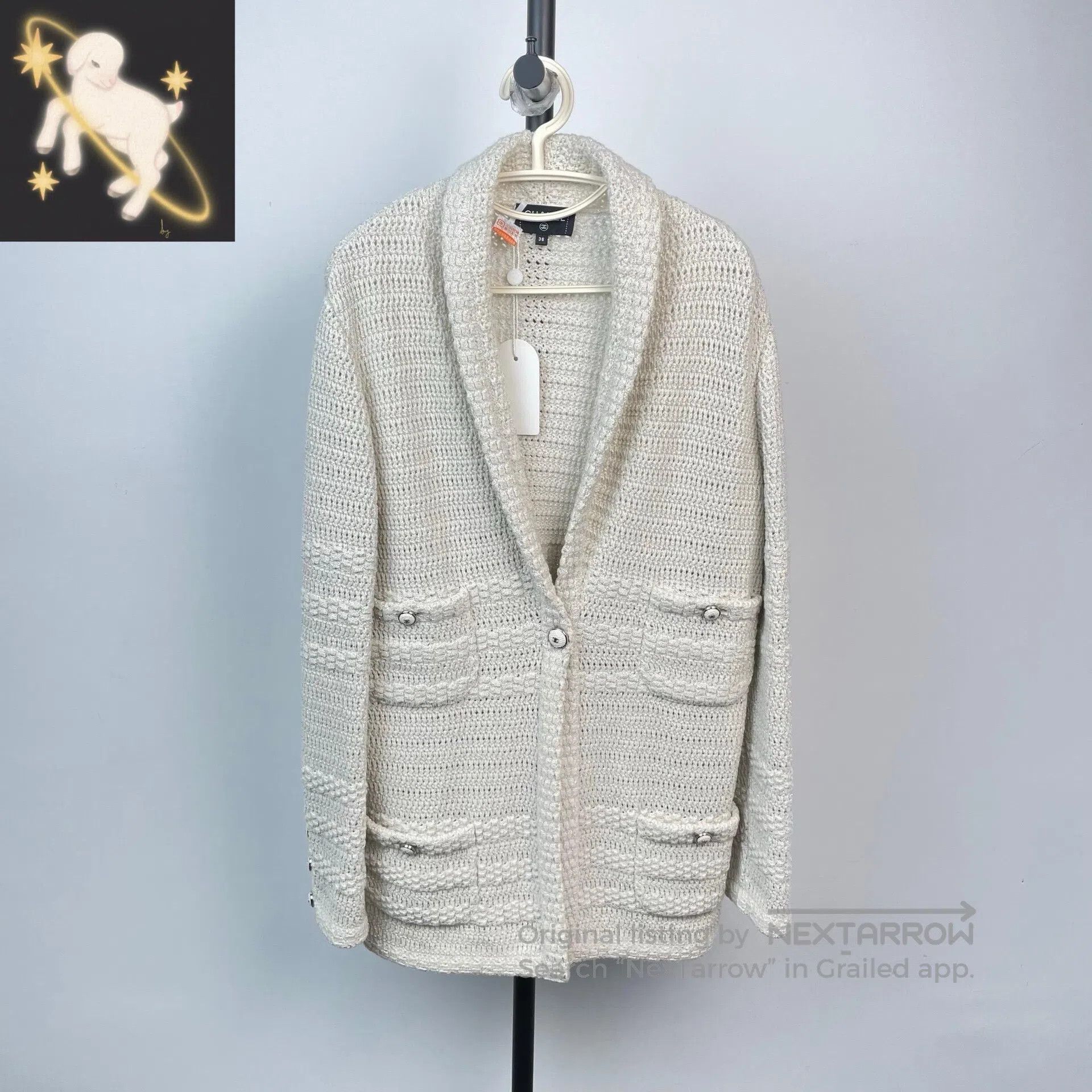 Chanel Chanel White Silver Thread Four Pocket Knit Cardigan Jacke Size XS / US 0-2 / IT 36-38 - 1 Thumbnail