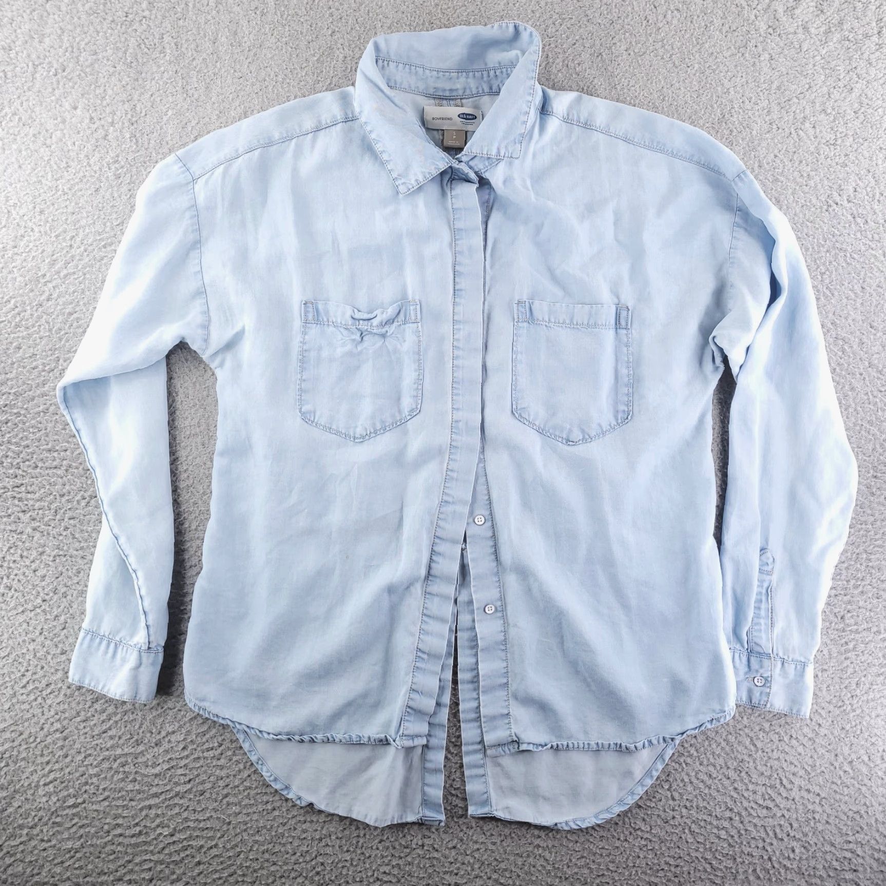 Old Navy Old Navy Shirt Womens Small Blue Lyocell Button-Up Long Sleeve Boyfriend Size S / US 4 / IT 40 - 2 Thumbnail