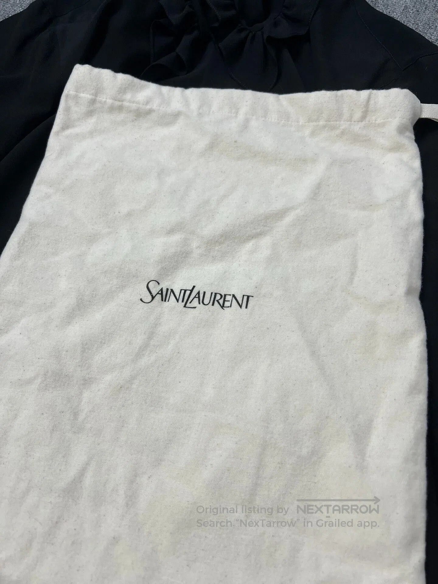 Saint Laurent Black Silk Bow Tie Shirt.