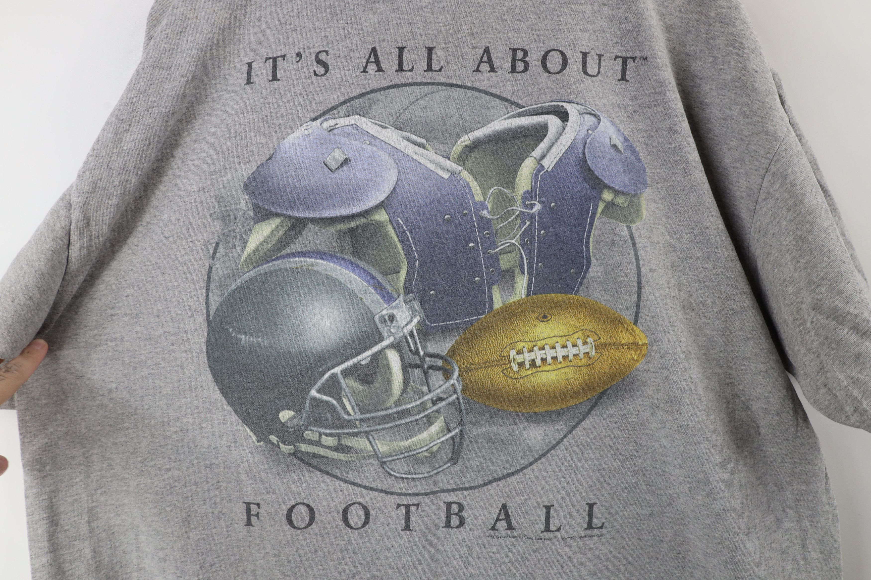 Vintage Vintage 90s Spell Out It's All About Football Sports T-Shirt Size US XL / EU 56 / 4 - 7 Thumbnail
