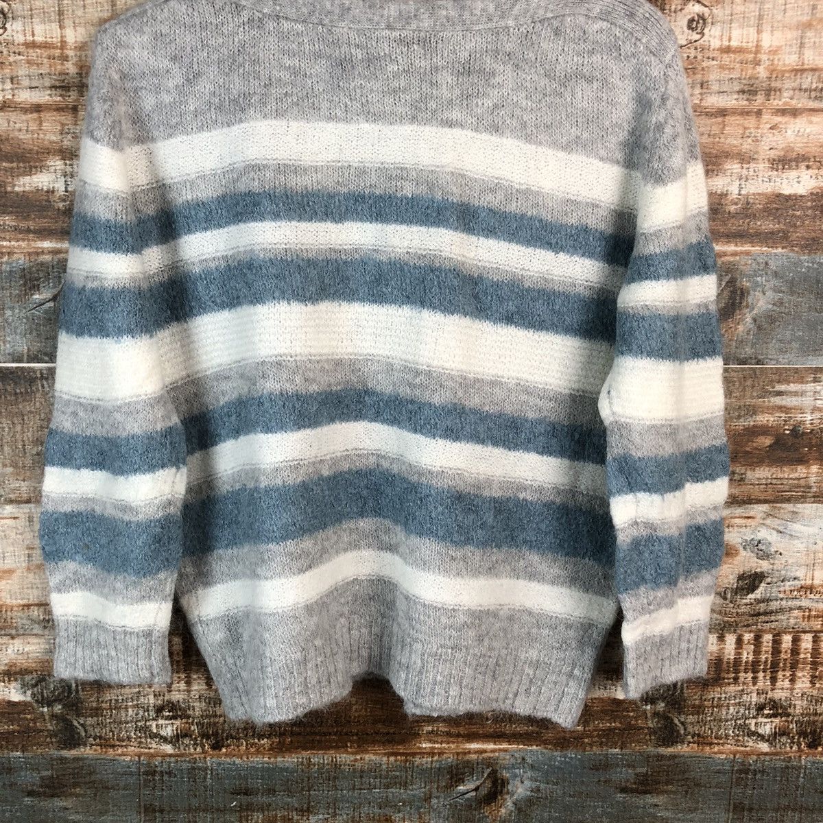 Vintage Closshi Stripe Grey vintage Knitwear #A2187 Size M / US 6-8 / IT 42-44 - 14 Thumbnail