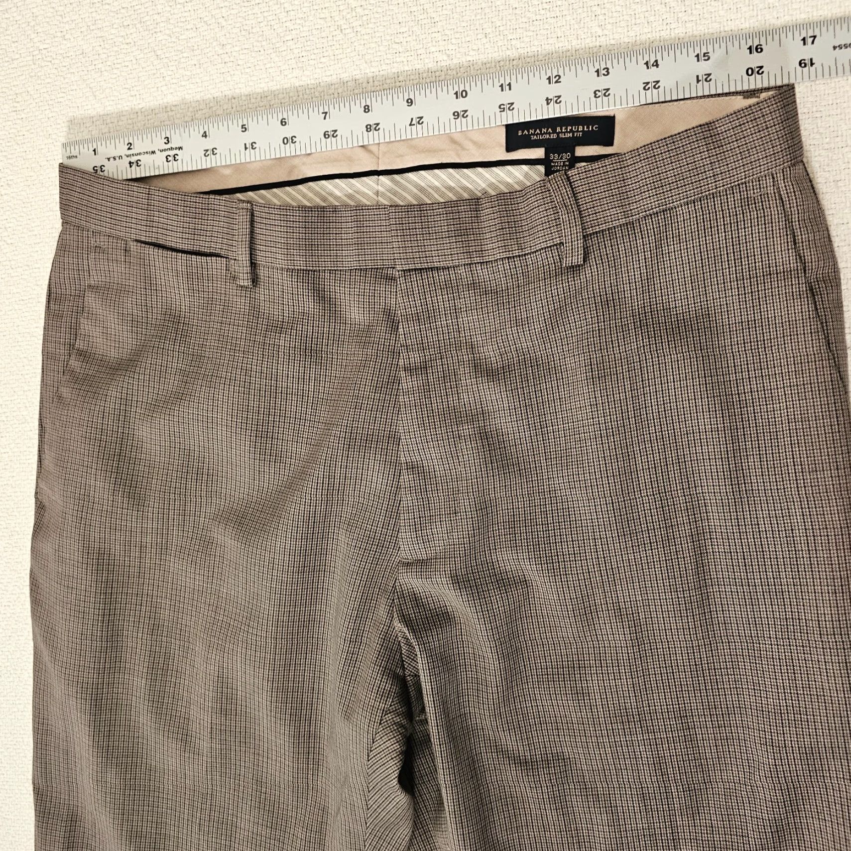 Banana Republic VINTAGE Banana Republic Men's Dress Pants Wool Slim Fit Geometric Gingham 33/30 Black Brown Autumn Winter Size US 33 - 7 Thumbnail